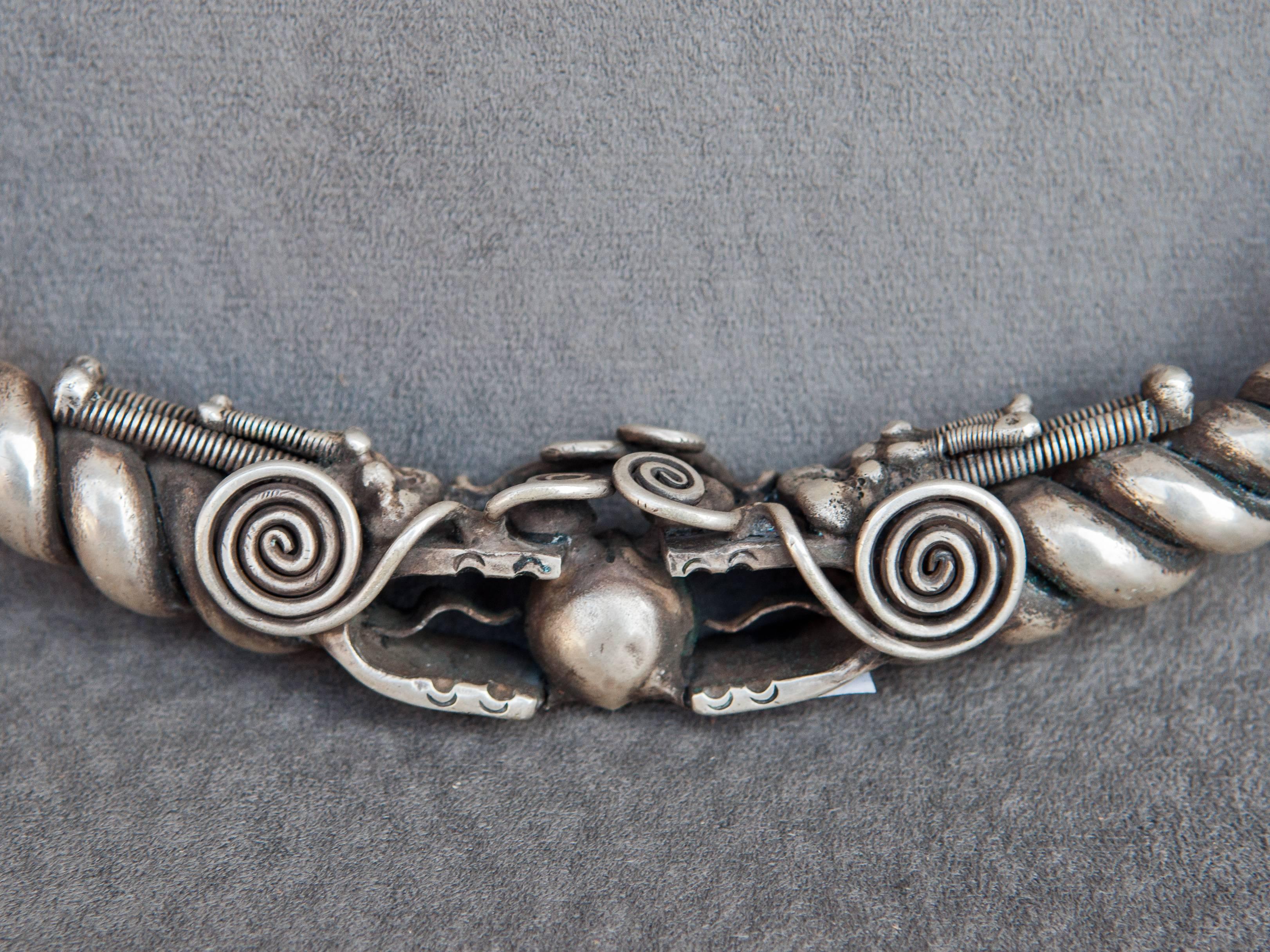 Tribal Hill Tribe Hand Worked Metal Torque Necklace from Guizhou, Mid-20th Century