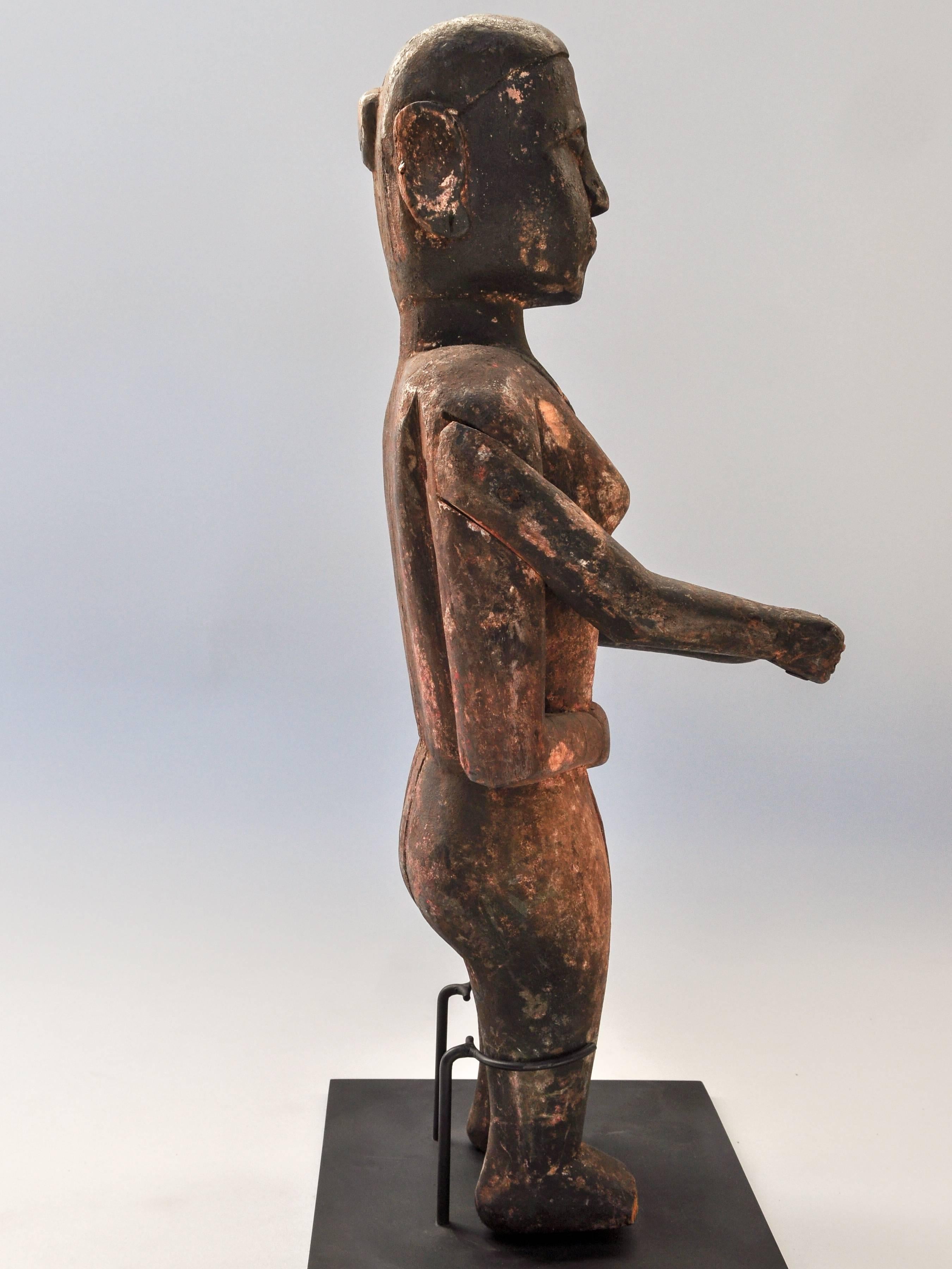 Tribal Wood Carved Statue Tharu People Southern Nepal, Early-Mid 20th Century.