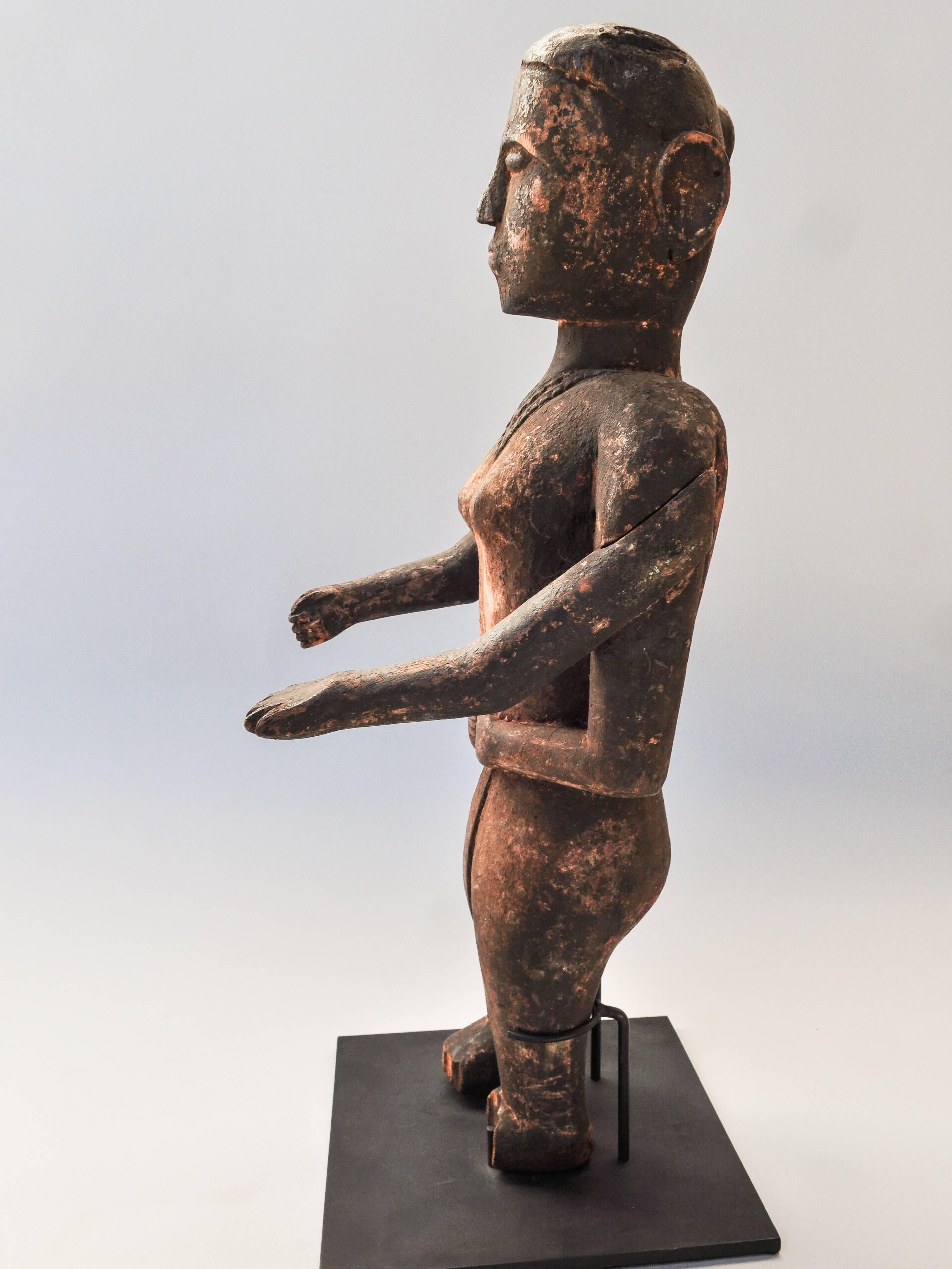 Hand-Carved Wood Carved Statue Tharu People Southern Nepal, Early-Mid 20th Century.