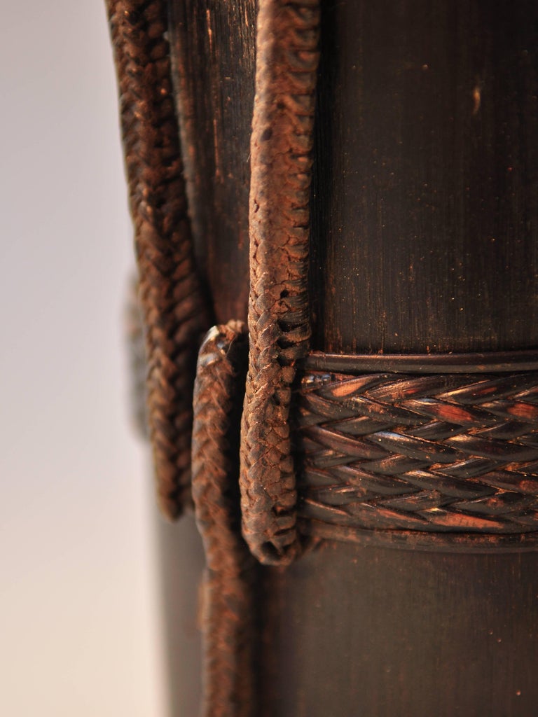 Bamboo Container from Nepal with Rattan Detailing, Mid ...