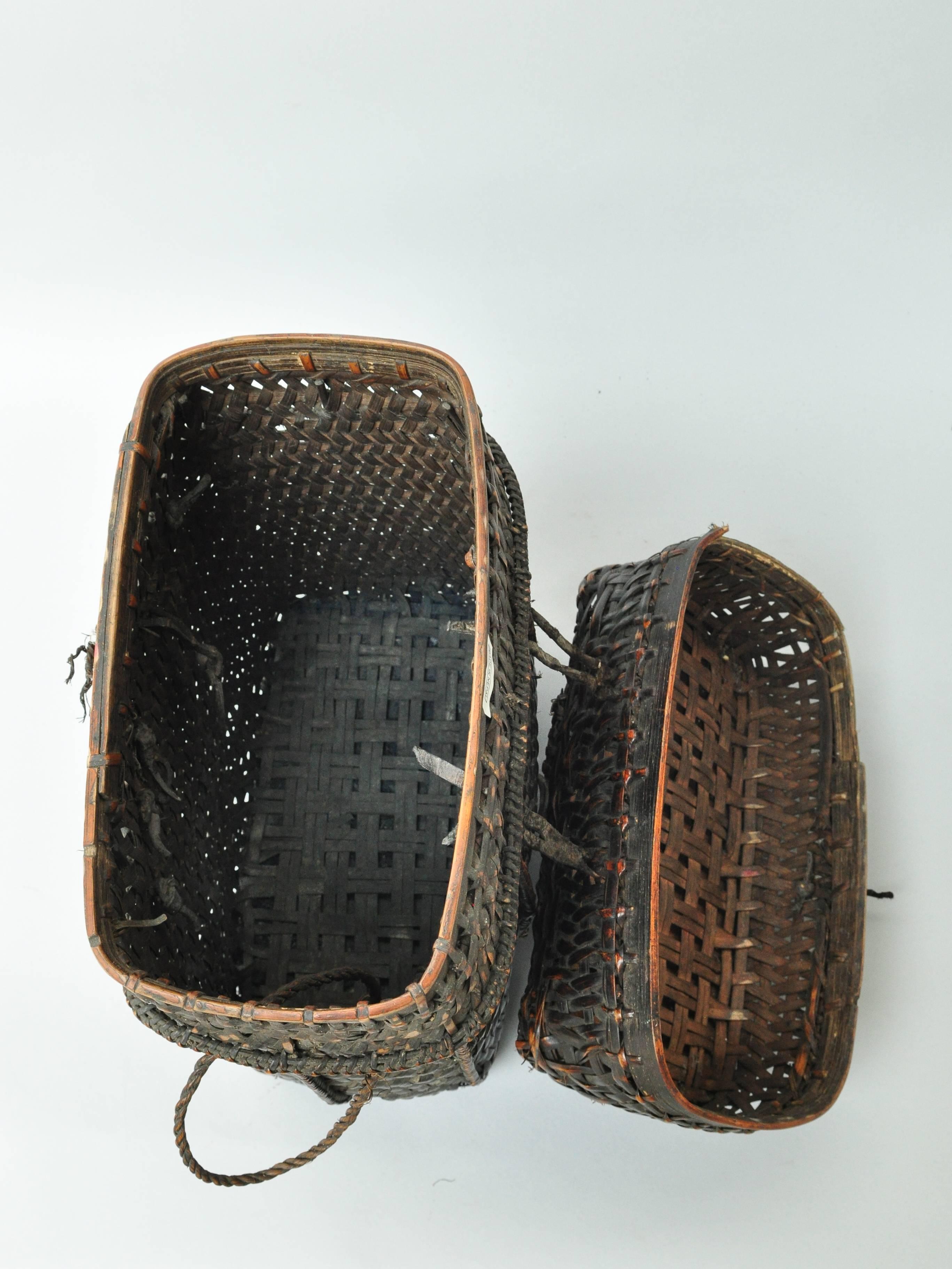 Mid-20th Century Tribal Storage and Carrying Basket with Lid from Bhutan, Mid-Late 20th Century