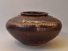 Brown Glaze Stoneware Water Pot from Burma, Mid-20th Century