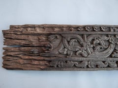 Vintage Carved Ironwood Panel with Floral Motif, Borneo, Mid-20th Century