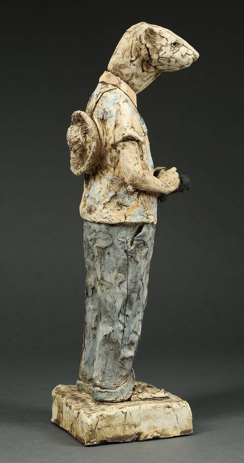 Hand-Crafted Contemporary Solid Ceramic Standing Figure 