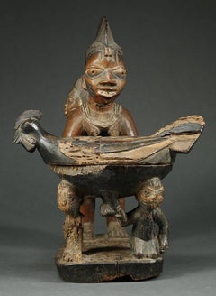 Yoruba Tribal Maternity Offering Bowl Figure Chicken, Nigeria Africa Timeless