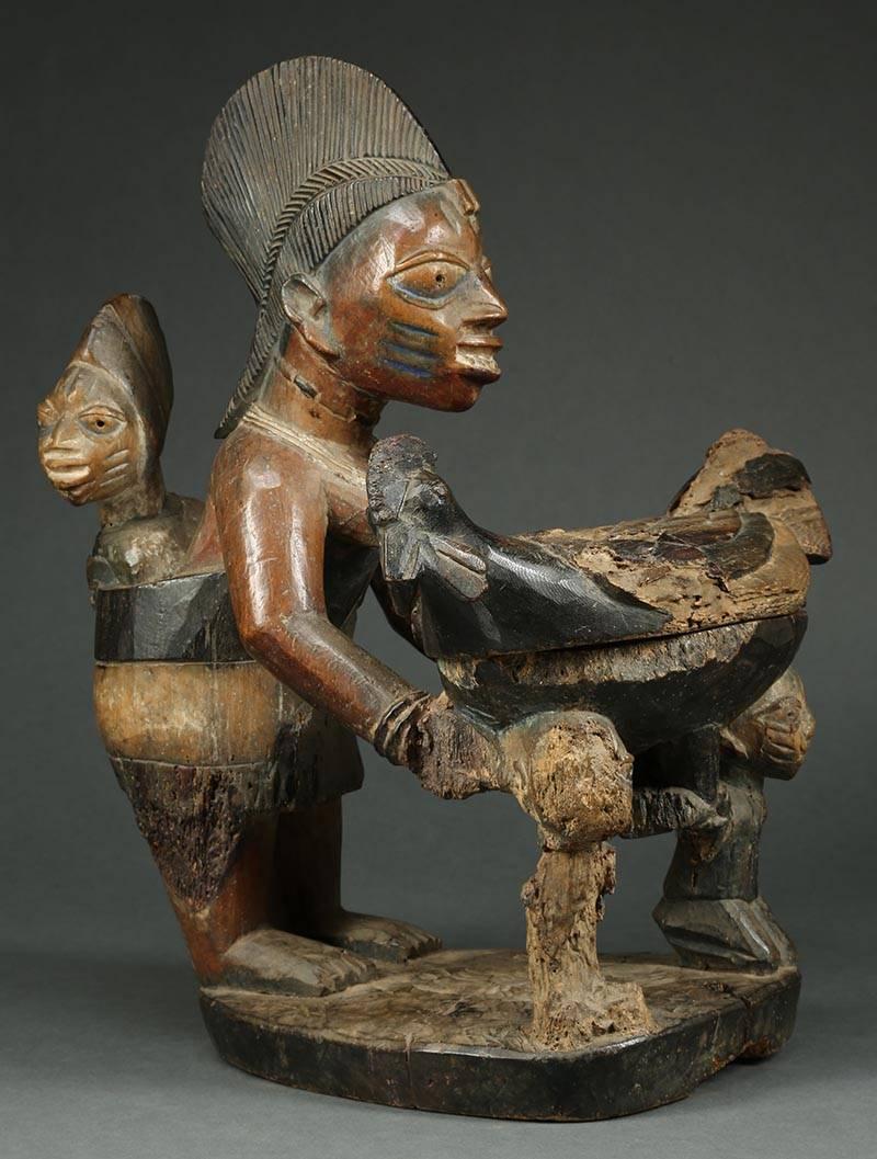 Yoruba Tribal Maternity Offering Bowl Figure Chicken, Nigeria Africa Timeless 1