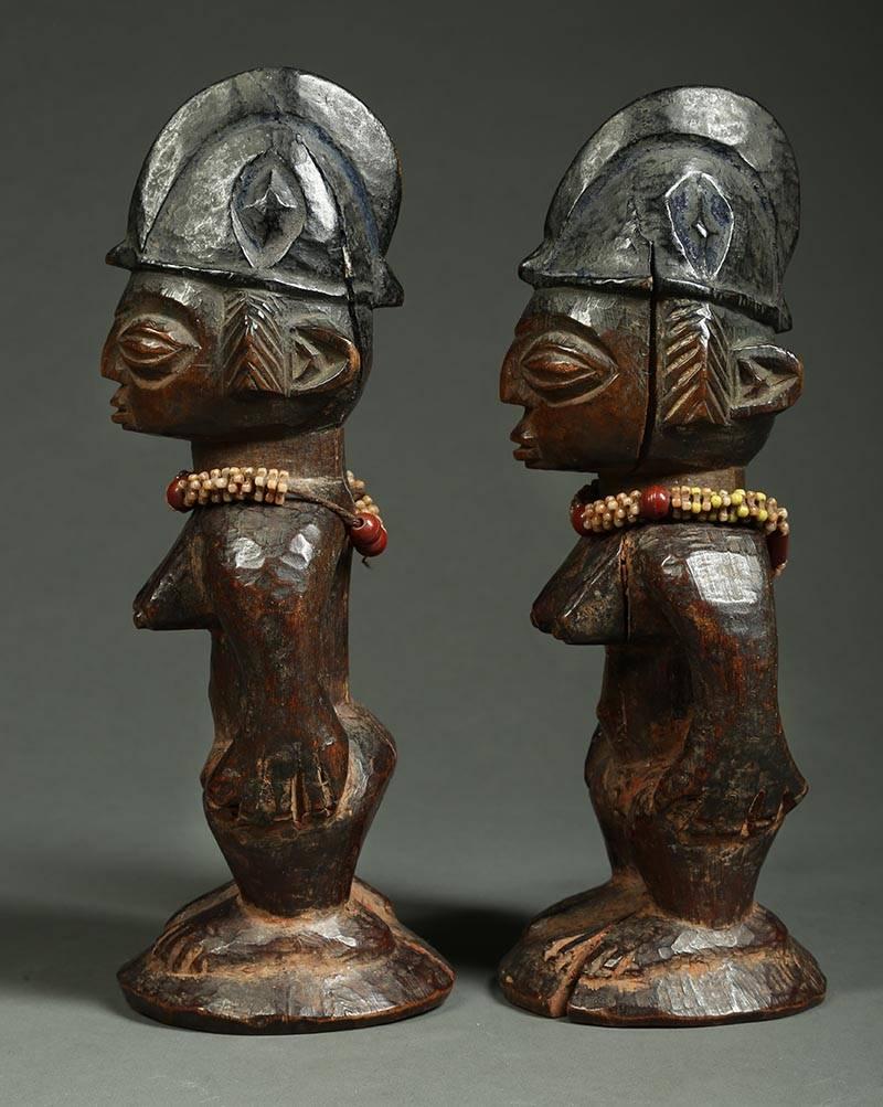 Hand-Carved Pair of African Yoruba Ibeji 