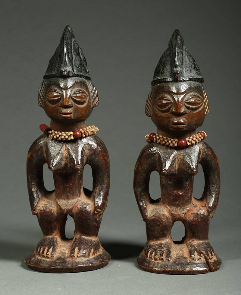 Wood Pair of African Yoruba Ibeji 