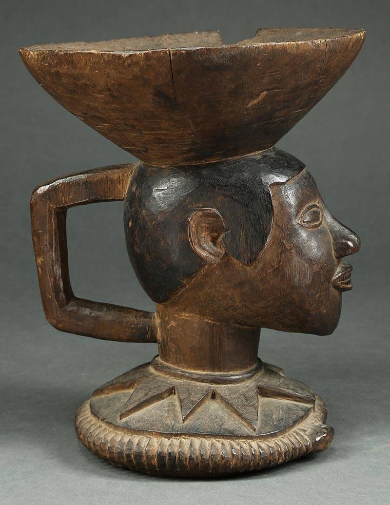 Baga Wood Offering Bowl, Tribal Altar Piece with Head and Snake, Africa, Guinea 1