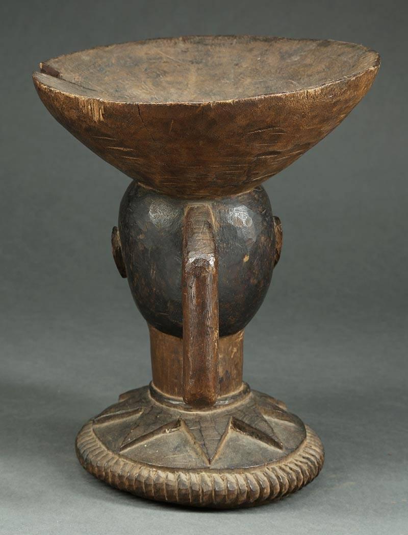 Baga Wood Offering Bowl, Tribal Altar Piece with Head and Snake, Africa, Guinea 2