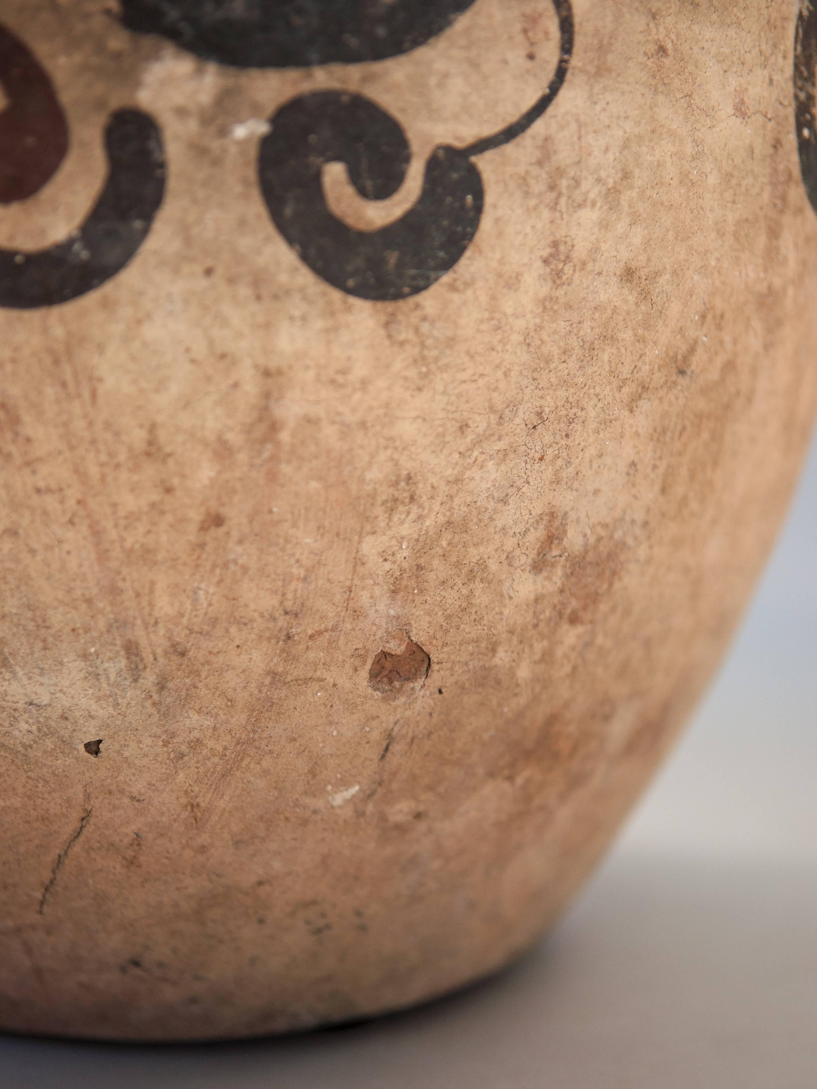 Clay Earthenware Pot with Floral Design Mid-20th Century, Molucca Islands, Indonesia
