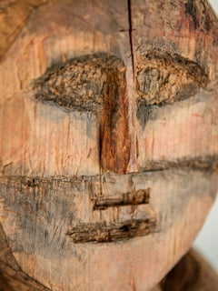 Wooden Tribal Statue from West Nepal Shaman Figure Mid-20th Century Wood Base