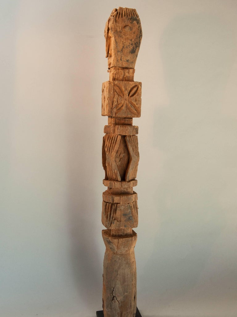 Tribal Ritual Binding Posts Tribal Anthropomorphic Marking Post Statue from West Nepal, Mid-20th ...