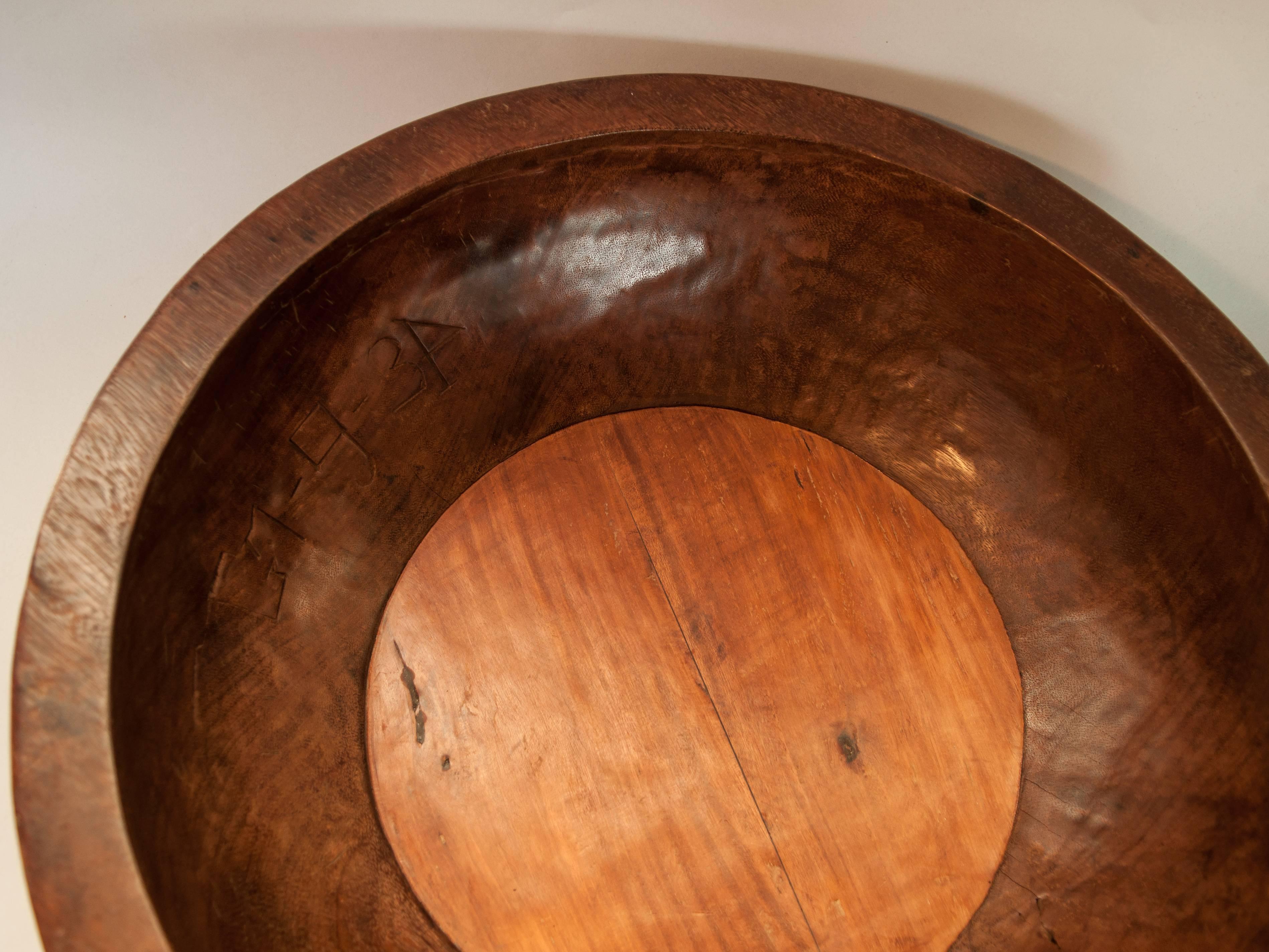 Mid-20th Century Large Merbau Wood Rebana Drum Bowl, Lampung, Sumatra Early-Mid 20th Century