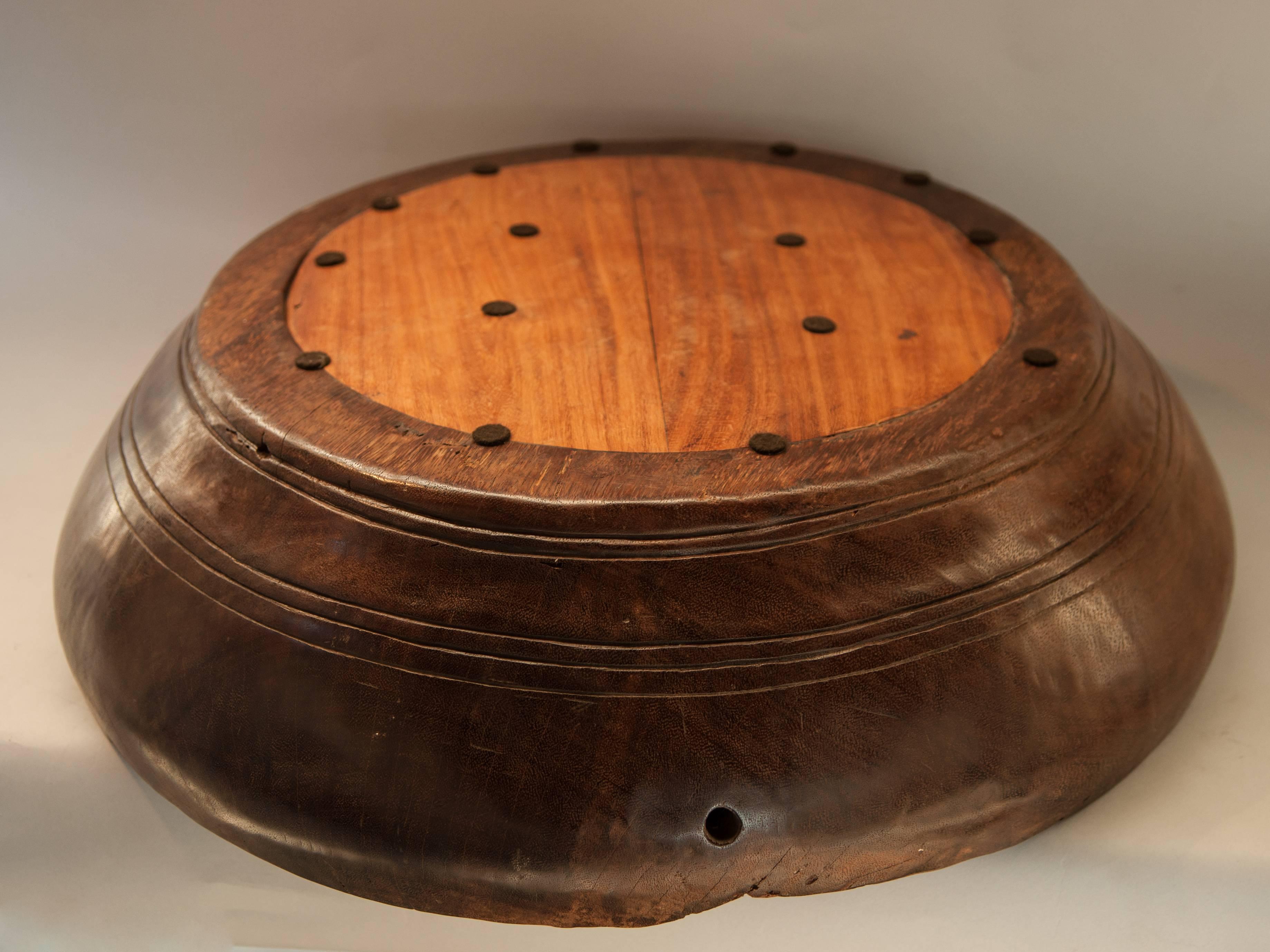 Large Merbau Wood Rebana Drum Bowl, Lampung, Sumatra Early-Mid 20th Century 1