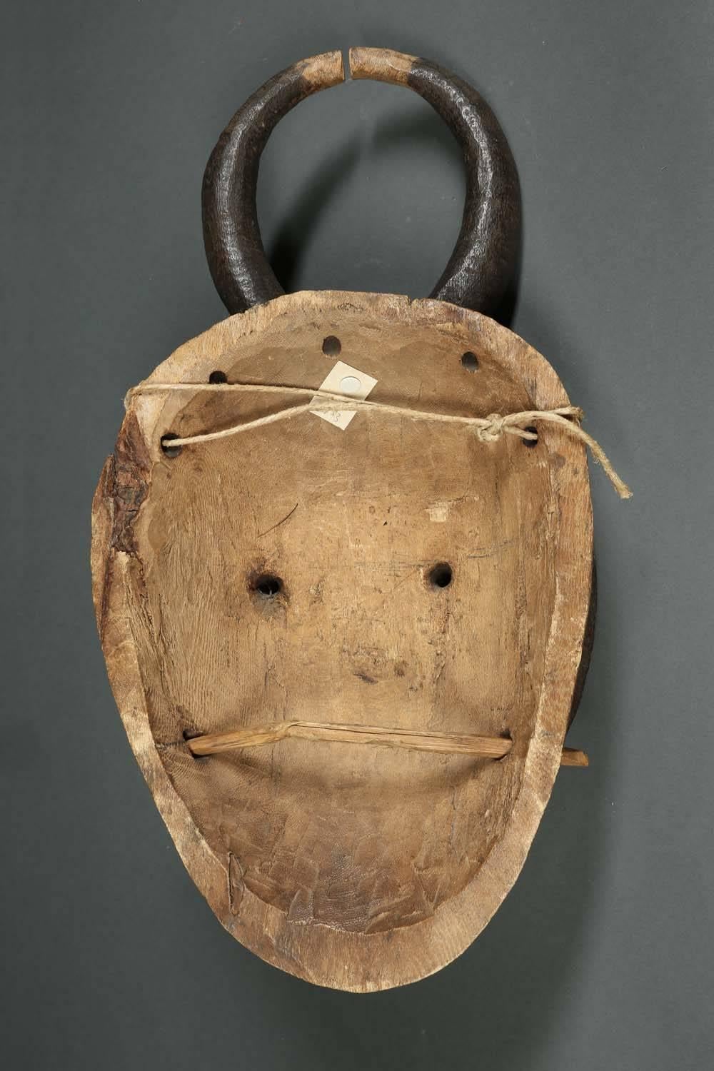 Hand-Carved Baule Kple Kple Tribal Mask, Ivory Coast, Africa, Early 20th Century, Provenance