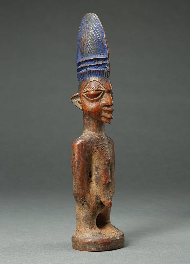 Nigerian Yoruba Male Twin Figure, Ere Ibeji, Nigeria, African Tribal Art Tall Hair