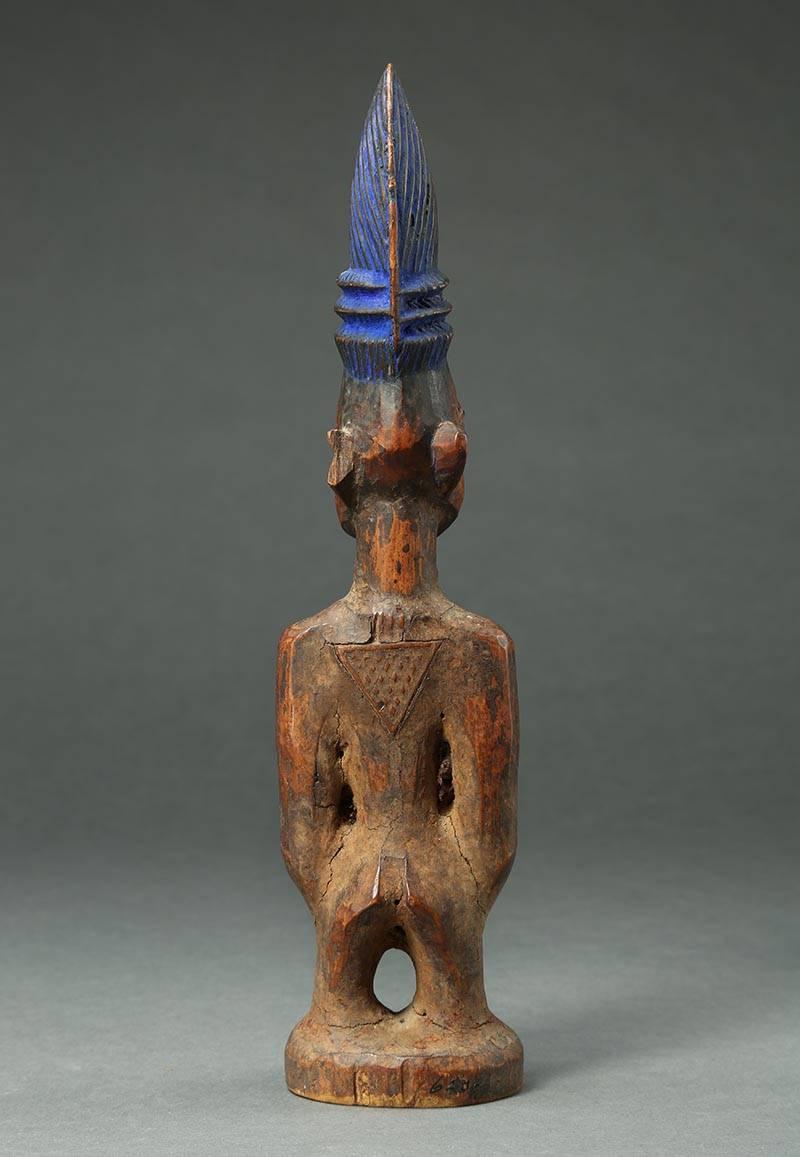 Wood Yoruba Male Twin Figure, Ere Ibeji, Nigeria, African Tribal Art Tall Hair