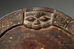 Yoruba Round Tribal Divination Board with Eshu Face, Nigeria, Early 20th Century