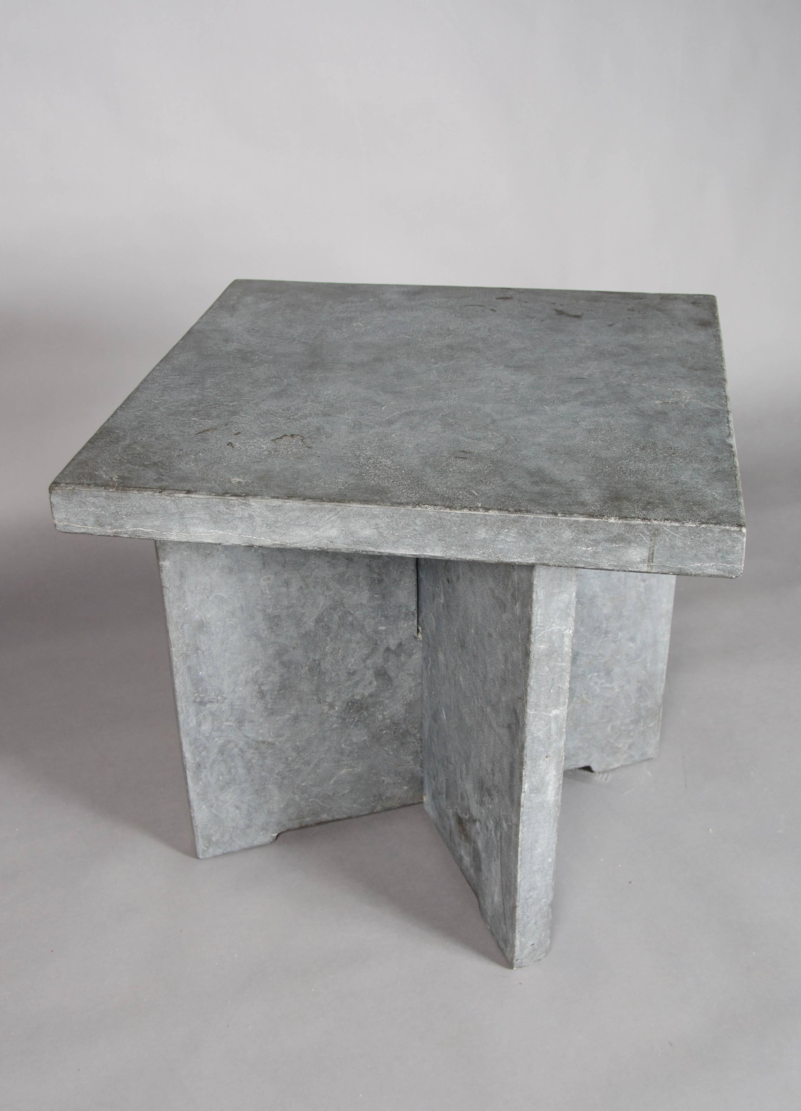 Hand-Carved Stone Square Table (Black Stone) by Robert Kuo, Limited Edition