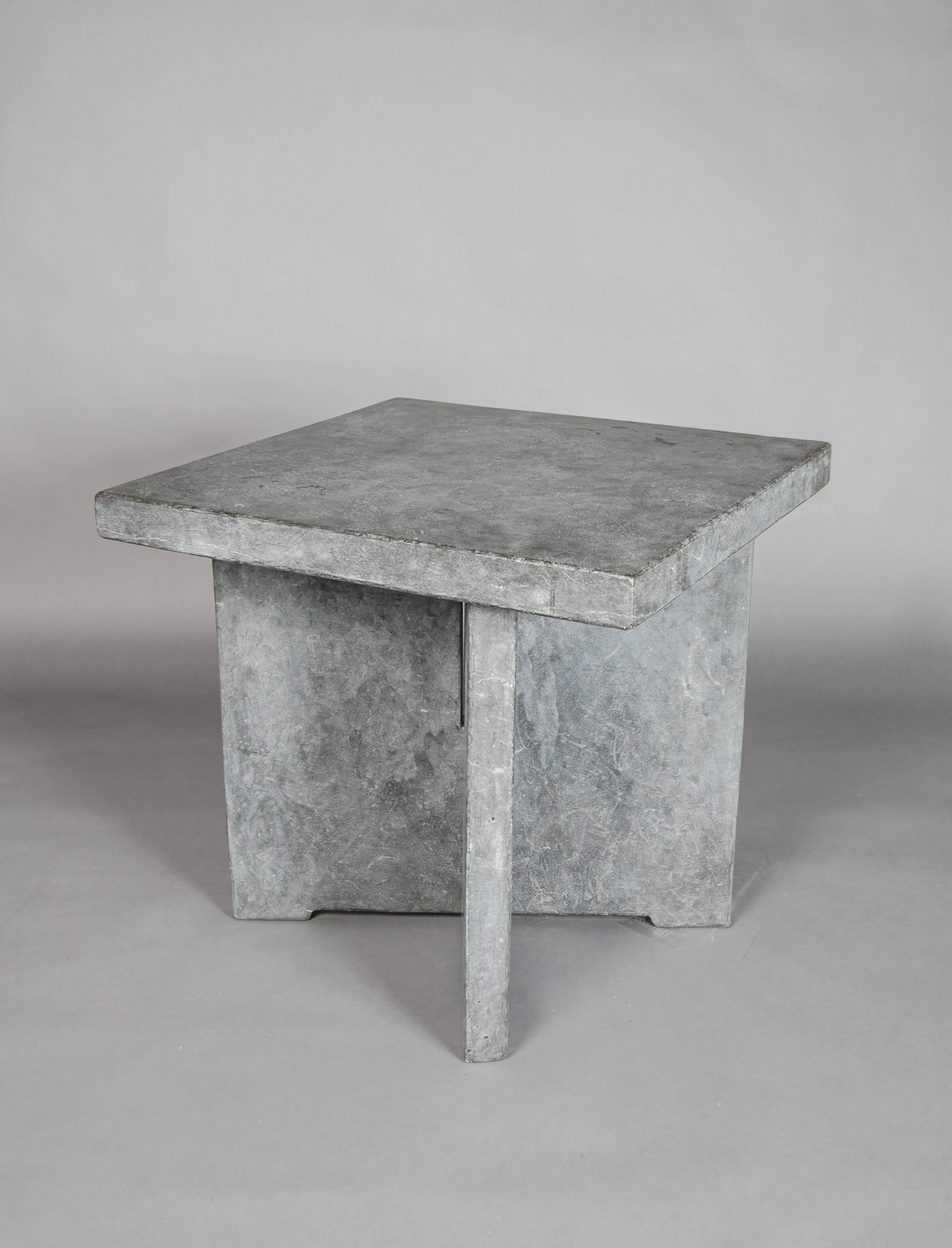 Square side table
Qing Shi stone (black stone)
hand-carved 
three-piece stone slab.
  