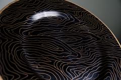 Charger - Black Woodgrain Design Cloisonné by Robert Kuo, Limited Edition
