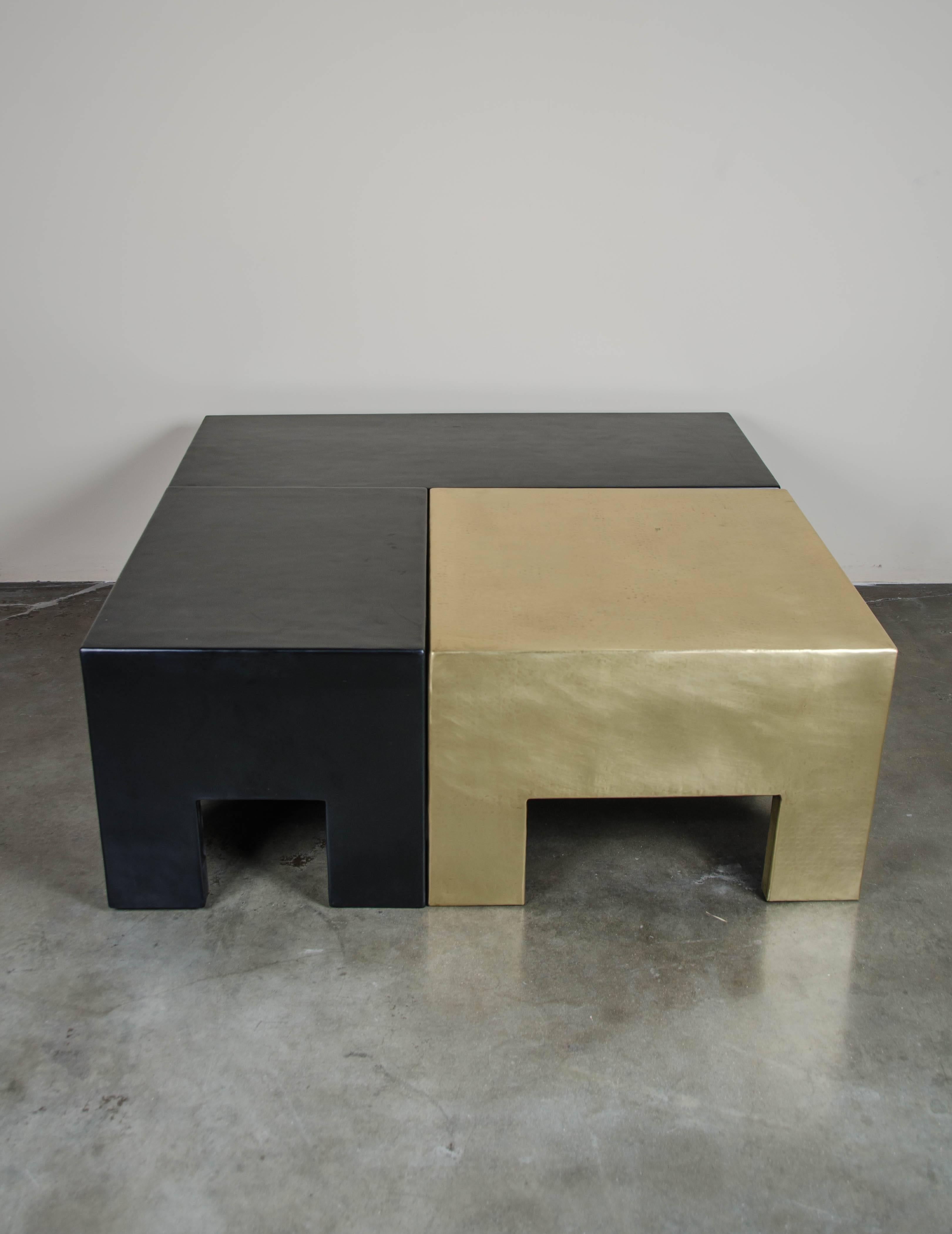 Sectional coffee table (Set of three)
Black lacquer
Brass
Hand repoussé
Limited edition

Section 1: 28