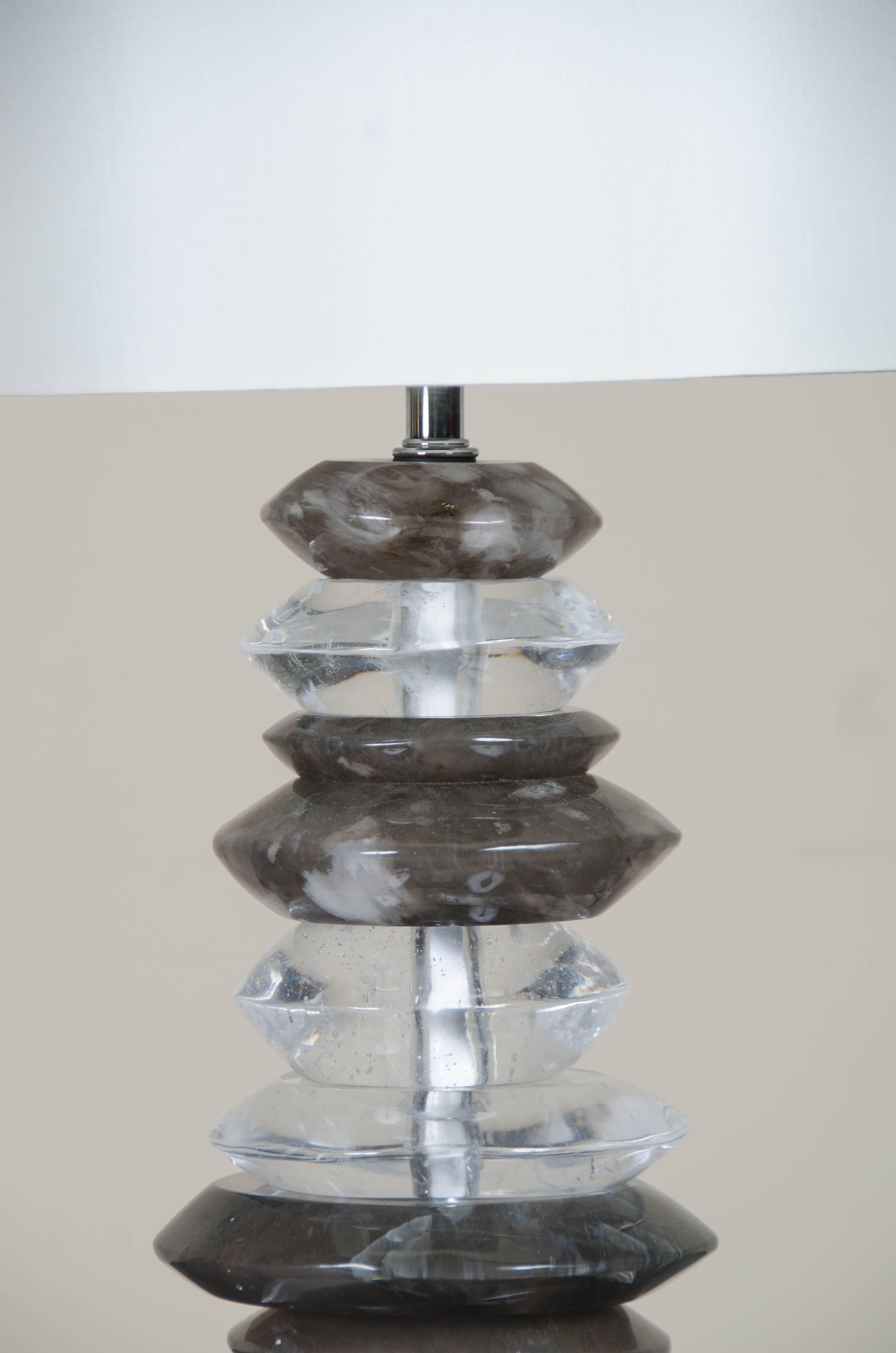 Bing crystal lamp
Crystal
Smoke crystal
hand-carved
One of a kind lamp
Natural silk shade.
 