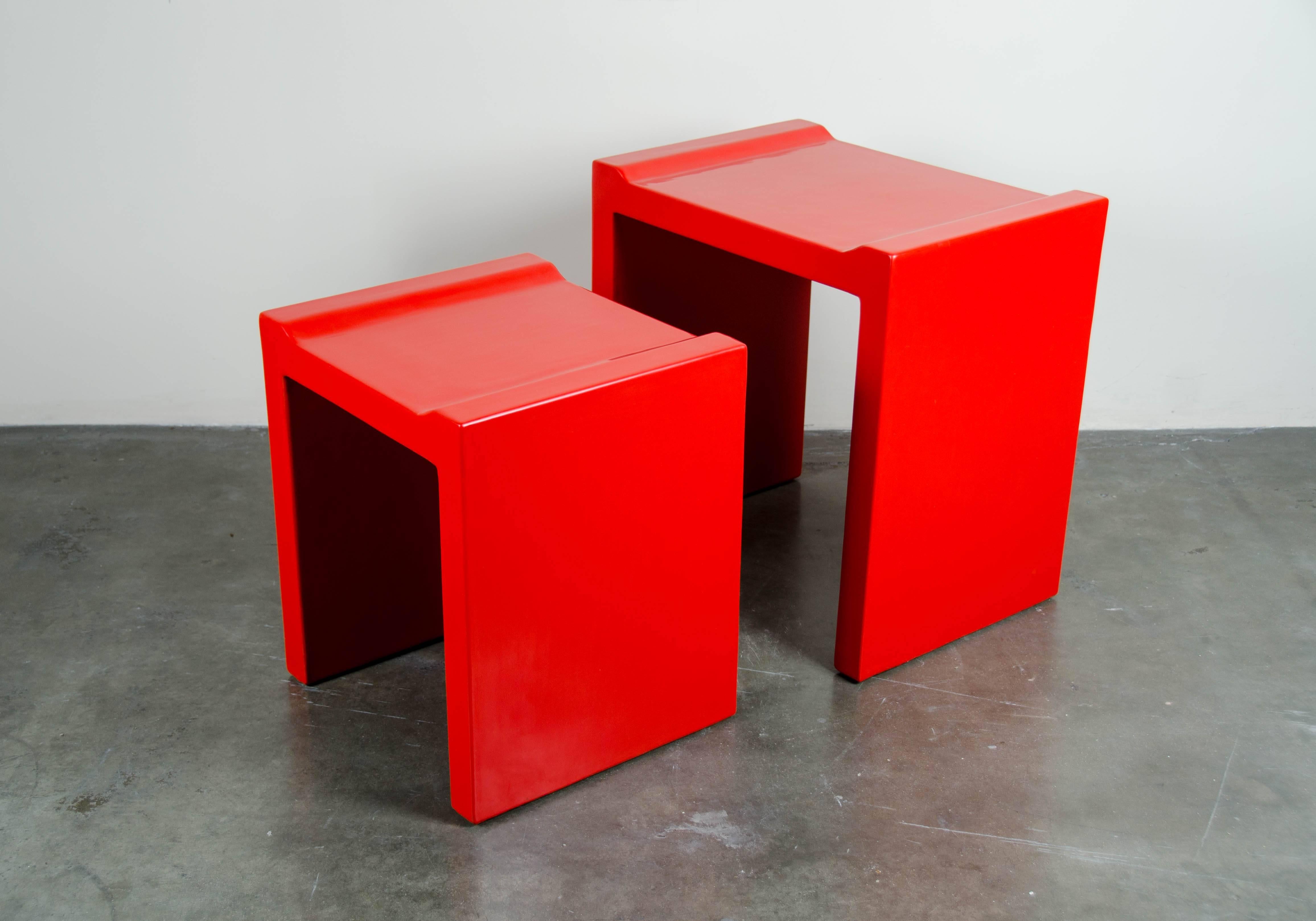 Nesting Tables with Flange Corners, Set of Two, by Robert Kuo, Limited Edition In New Condition For Sale In Los Angeles, CA