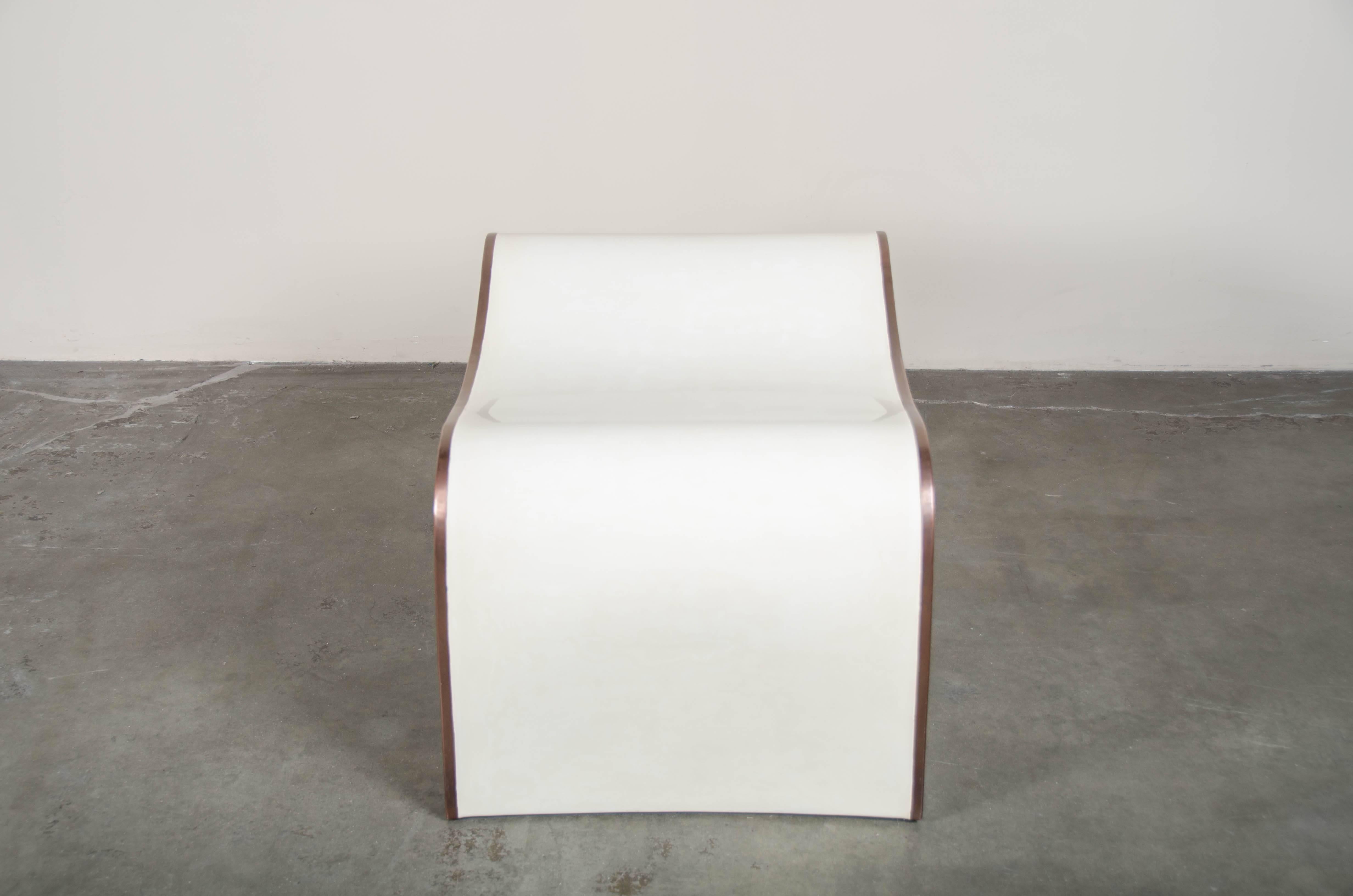 Repoussé Indented Seat, Cream Lacquer and Copper by Robert Kuo, Limited Edition For Sale