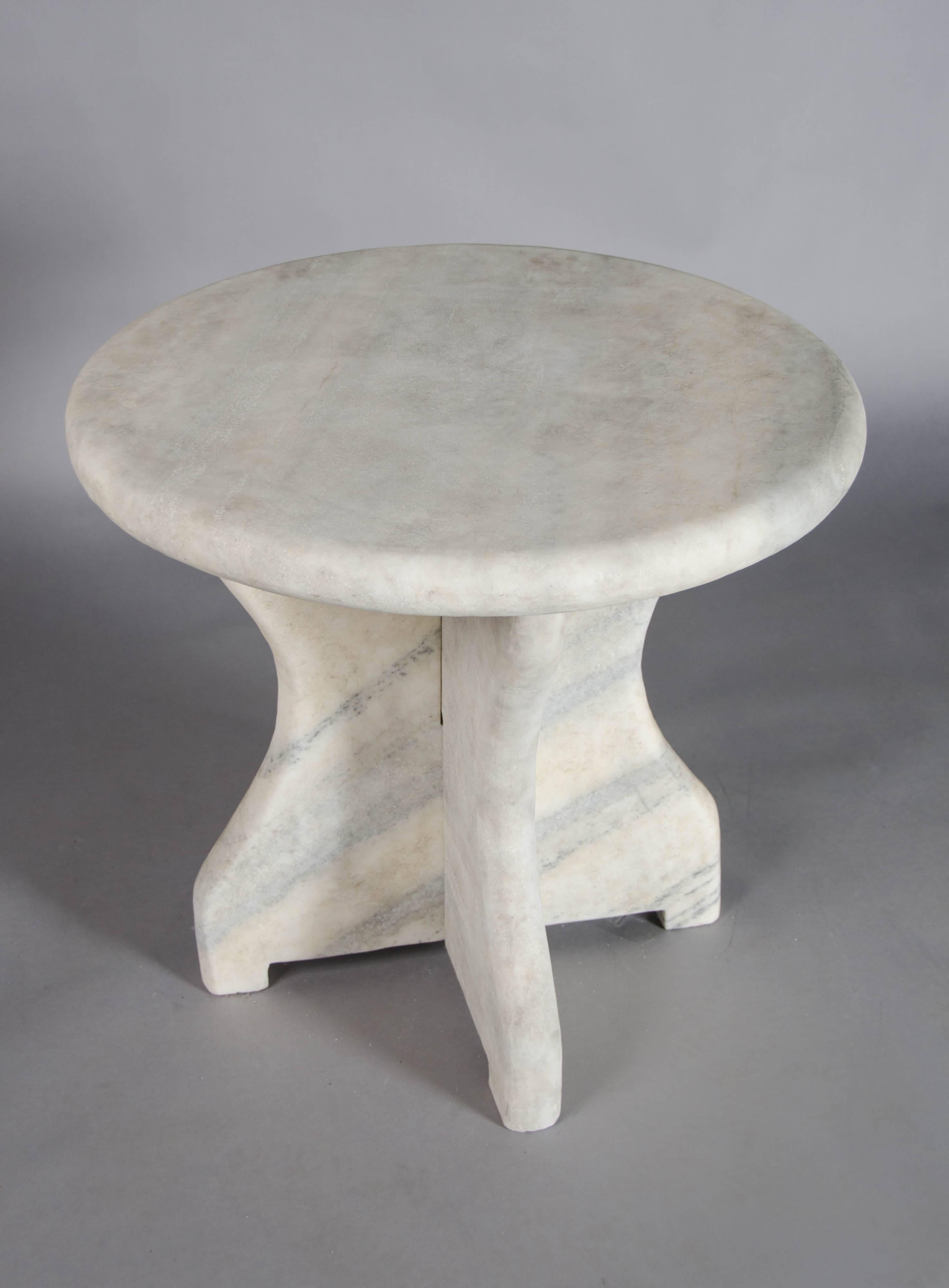 Hand-Carved Stone Mallet Design Table by Robert Kuo, Limited Edition