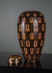Baluster Jar & Lid, Fish Scale Design by Robert Kuo, Limited Edition Cloisonné