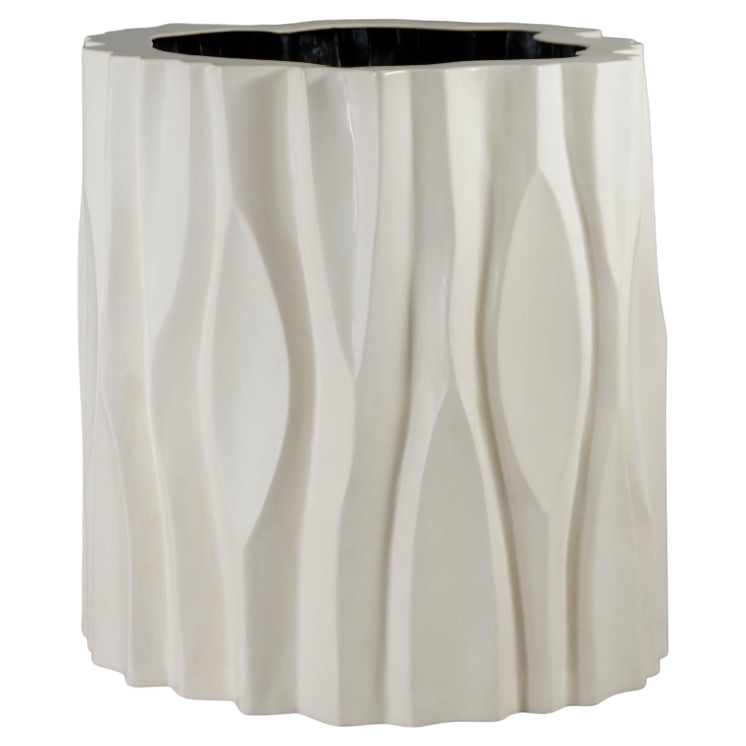 The Tree Trunk Pot Large, Cream Lacquer by Robert Kuo, Limited Edition For Sale
