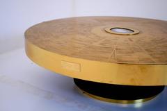 One of a Kind Round Acid Etched Cocktail Table with Agate Stone by LR Art, 1981