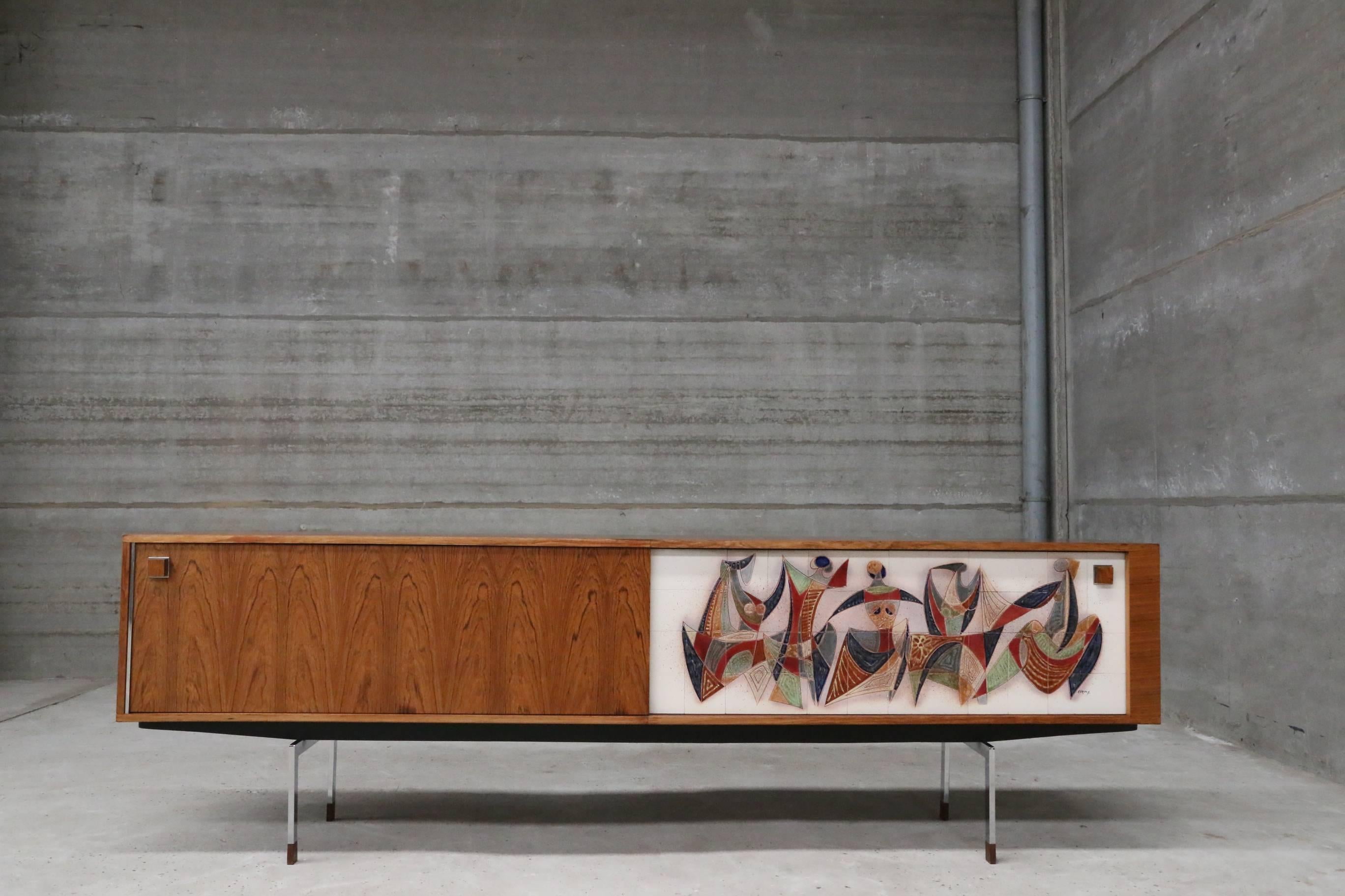 Mid-Century Modern Extra Long Modernist Sideboard by Architect Alfred Hendrickx for Belform, 1956