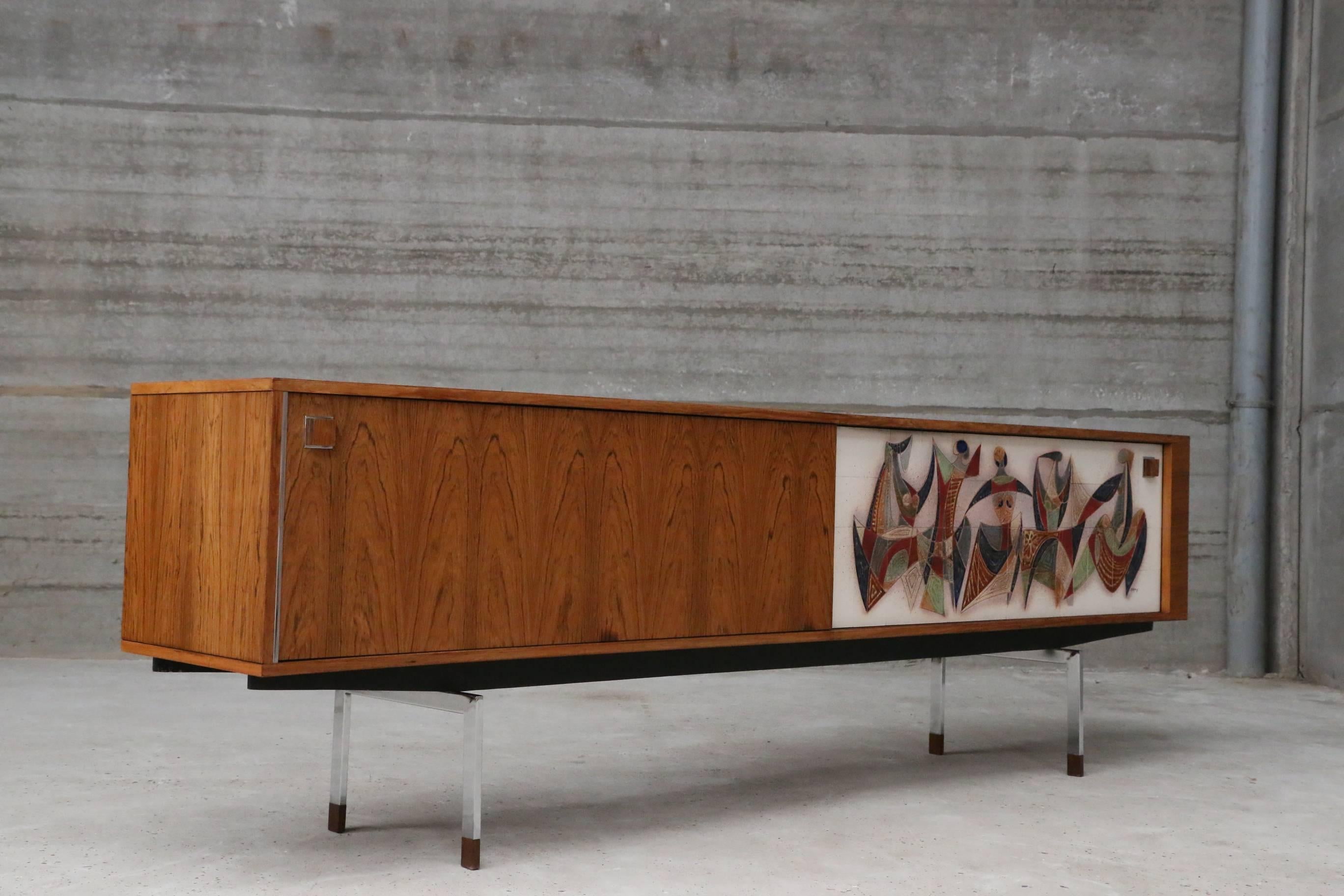 Mid-20th Century Extra Long Modernist Sideboard by Architect Alfred Hendrickx for Belform, 1956