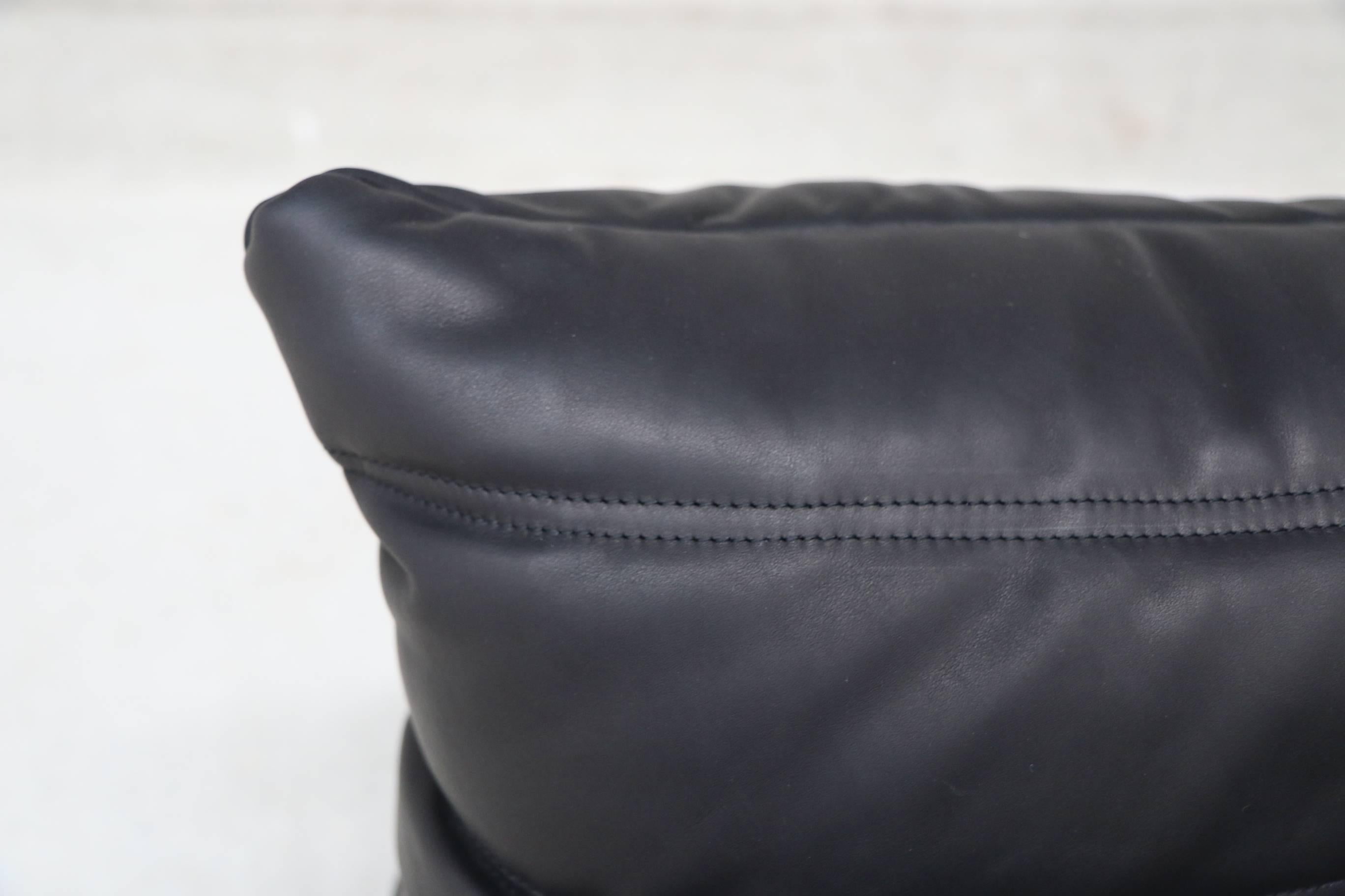 Late 20th Century Three-Seat Sofa, Michel Ducaroy for Ligne Roset France Model Togo Black Leather