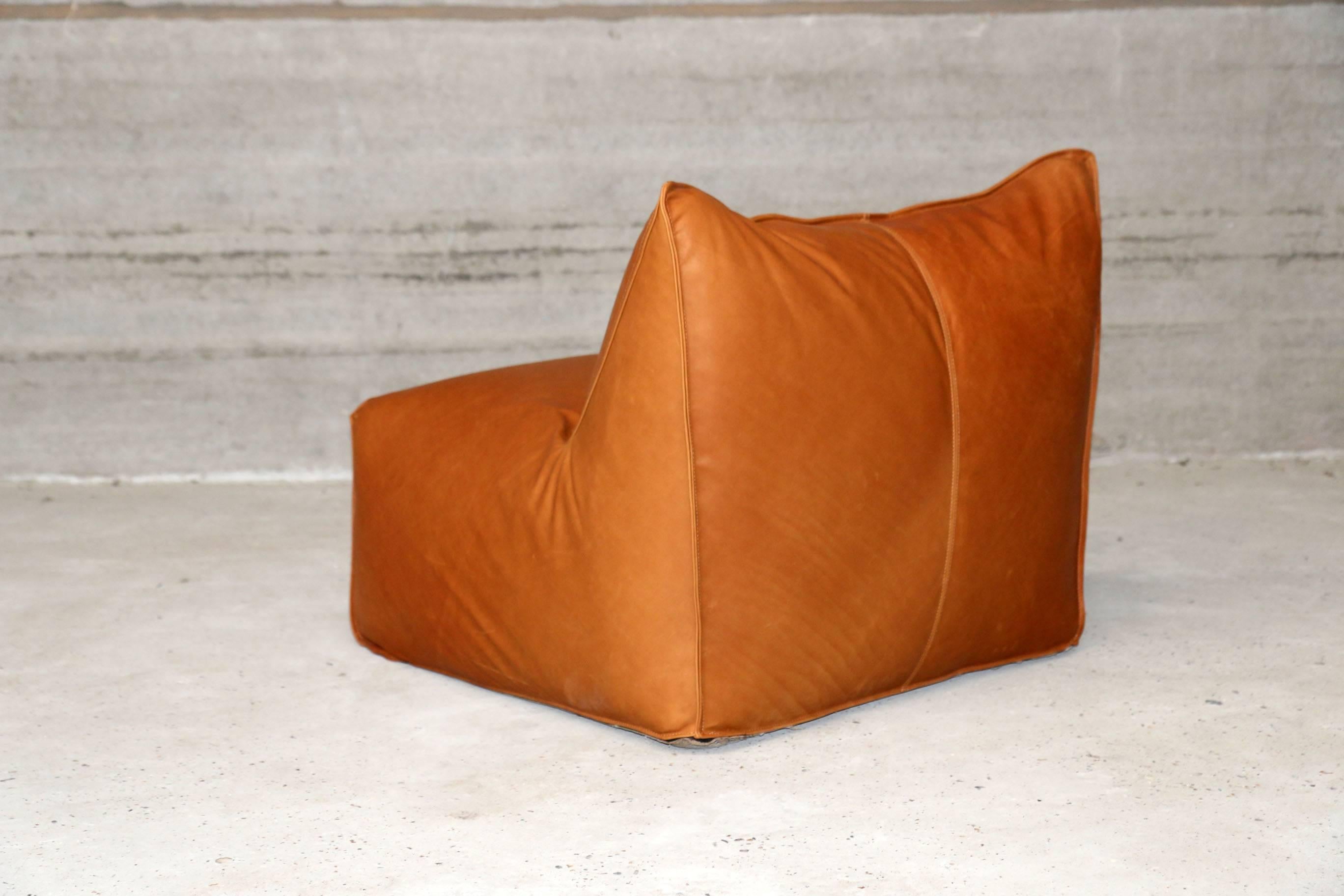 Mid-Century Modern Vintage Mario Bellini Bambole One-Seat for B&B Italia Cognac Full Grain Leather