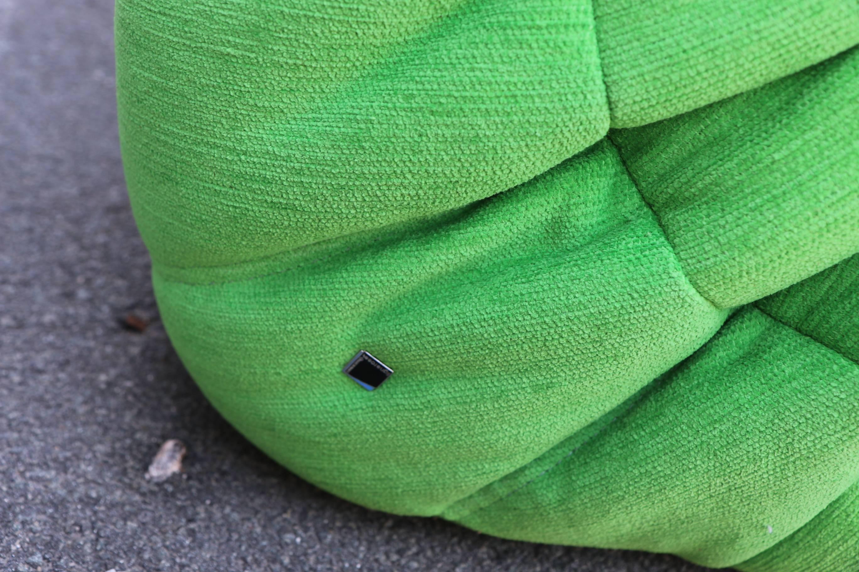 Mid-Century Modern Ligne Roset Togo Set Re-Upholstered in Funky Green Fabric