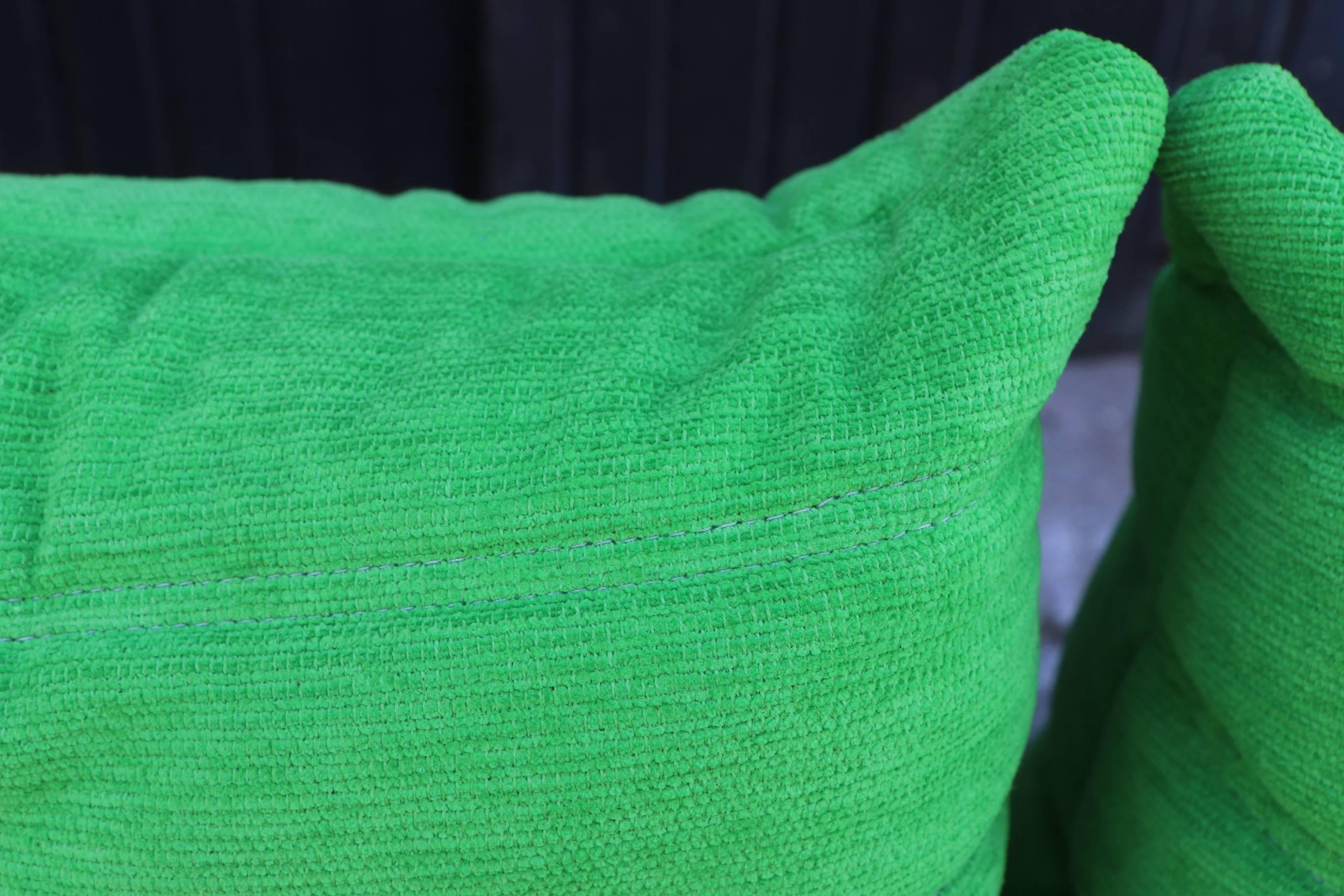 Late 20th Century Ligne Roset Togo Set Re-Upholstered in Funky Green Fabric