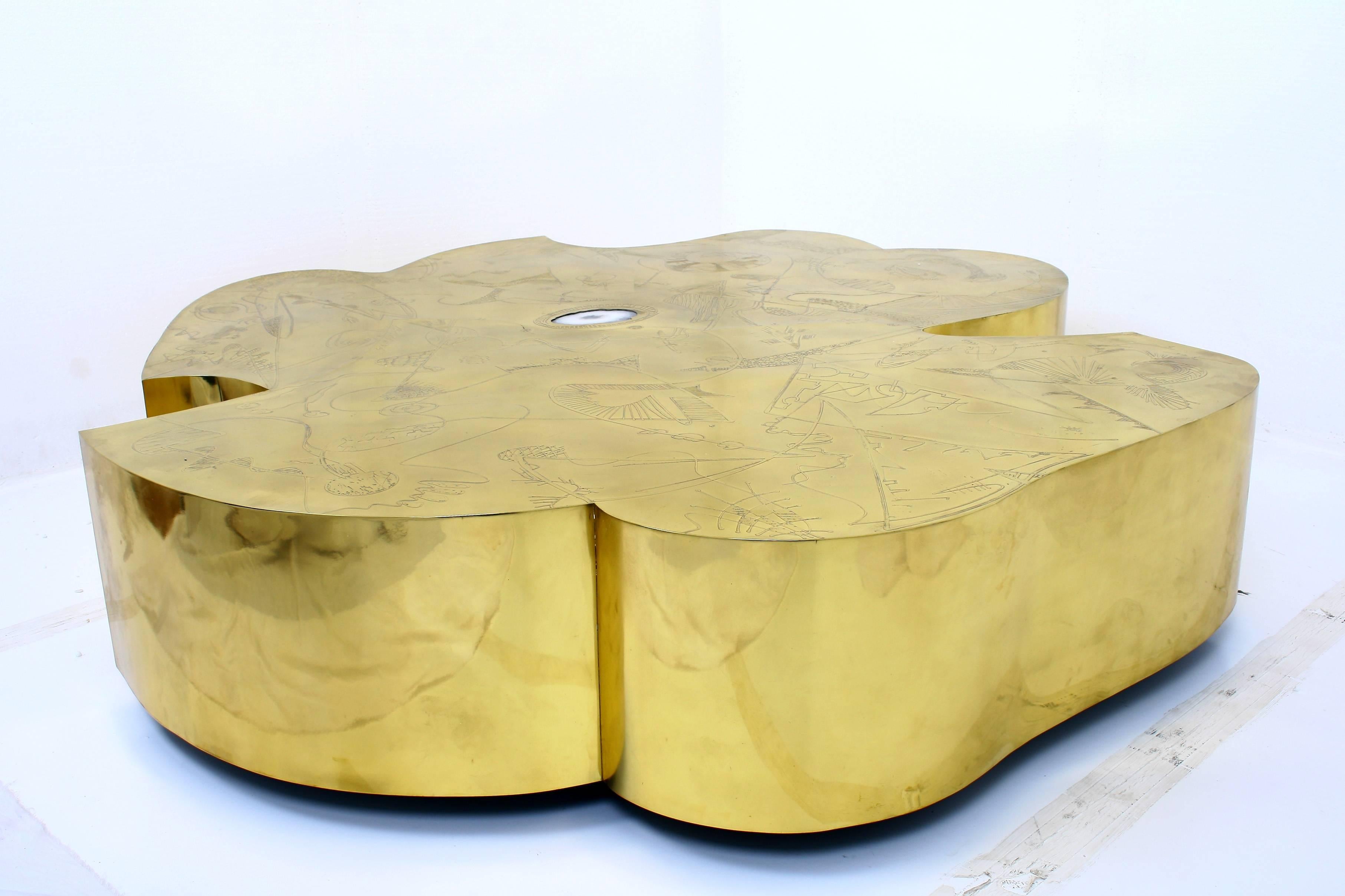 Extra large impressive coffee table, handmade for Studio Belgali, Belgium.