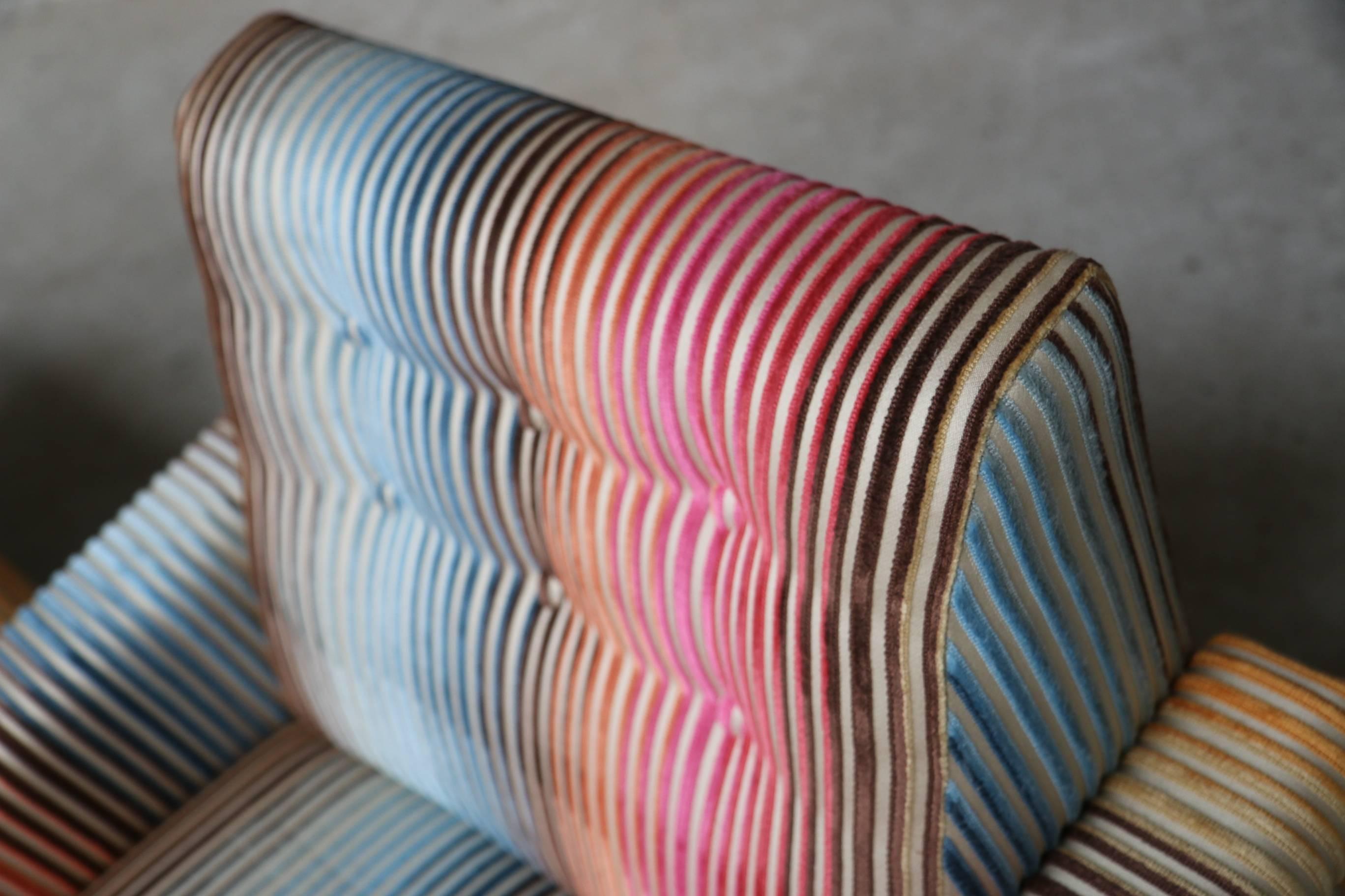 1950s Lounge Armchairs Re-Upholstered in Multicolored Missoni Fabric 3