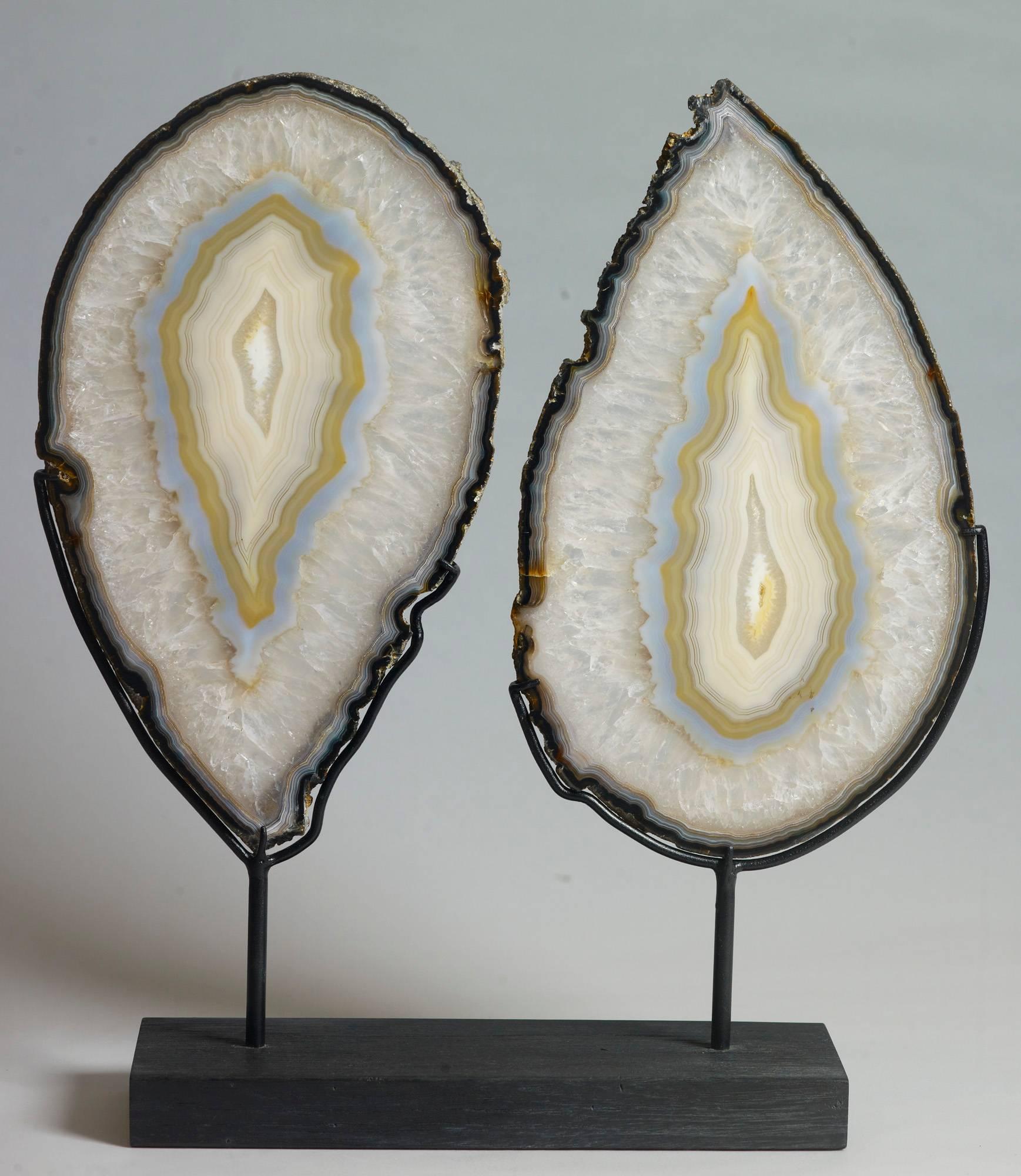 Brazilian Lovely Pair of Matched Agate Slices