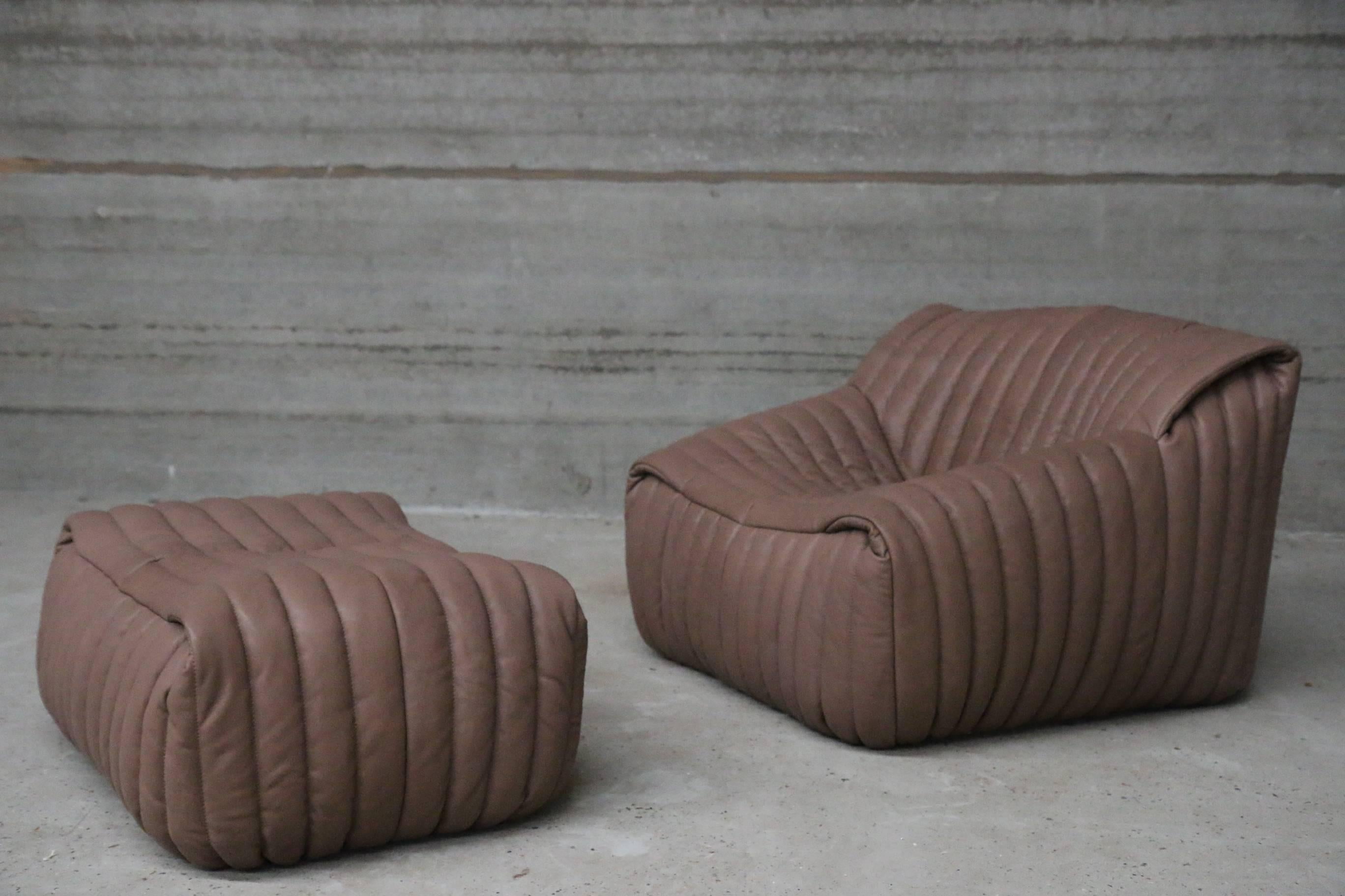 French Lounge Chair and Ottoman Model Sandra by Cinna 'Ligne Roset'