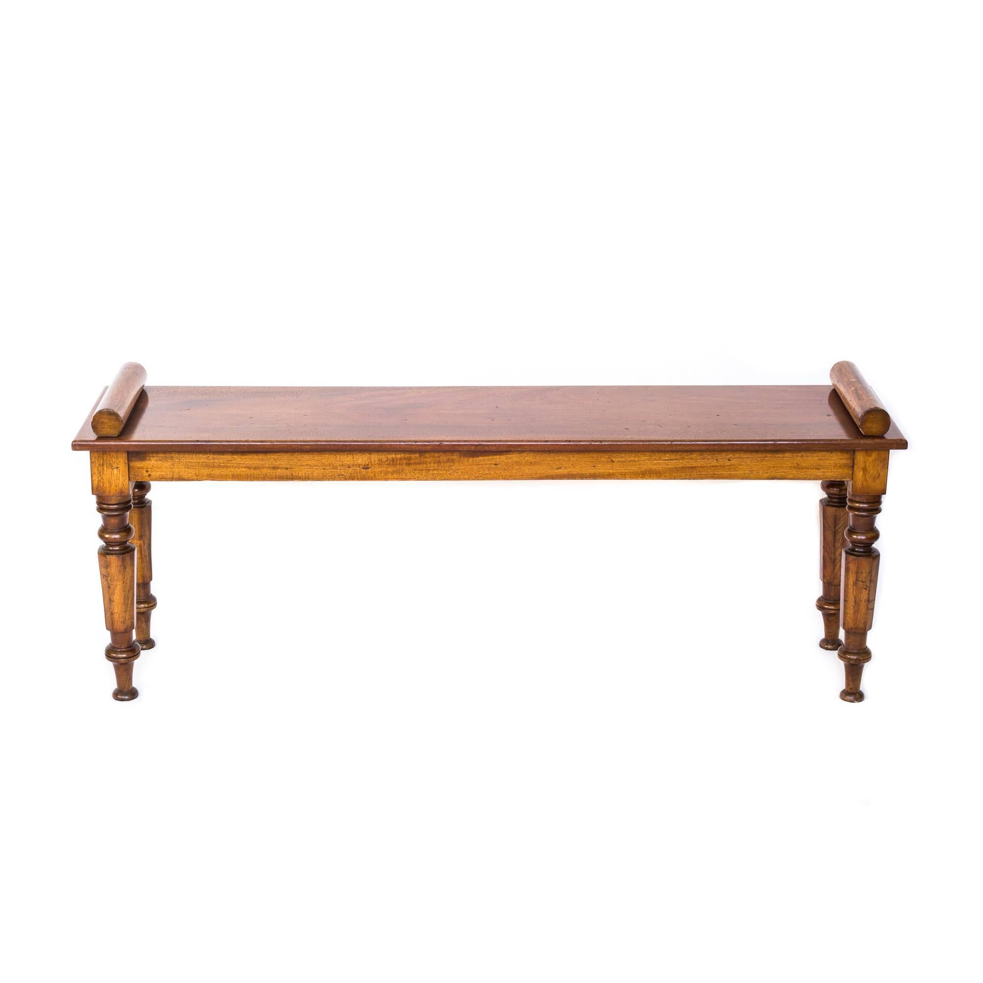 English 19th Century William IV Mahogany Hall Bench