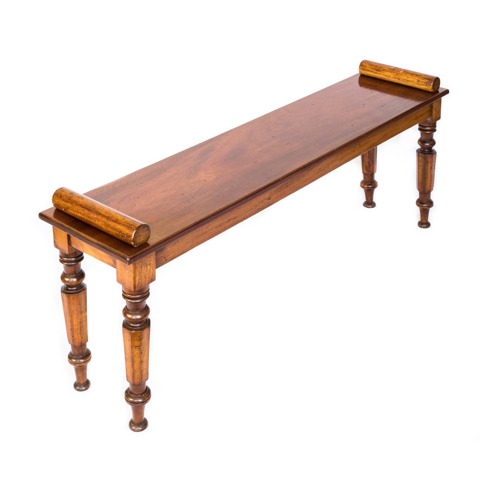 Carved 19th Century William IV Mahogany Hall Bench