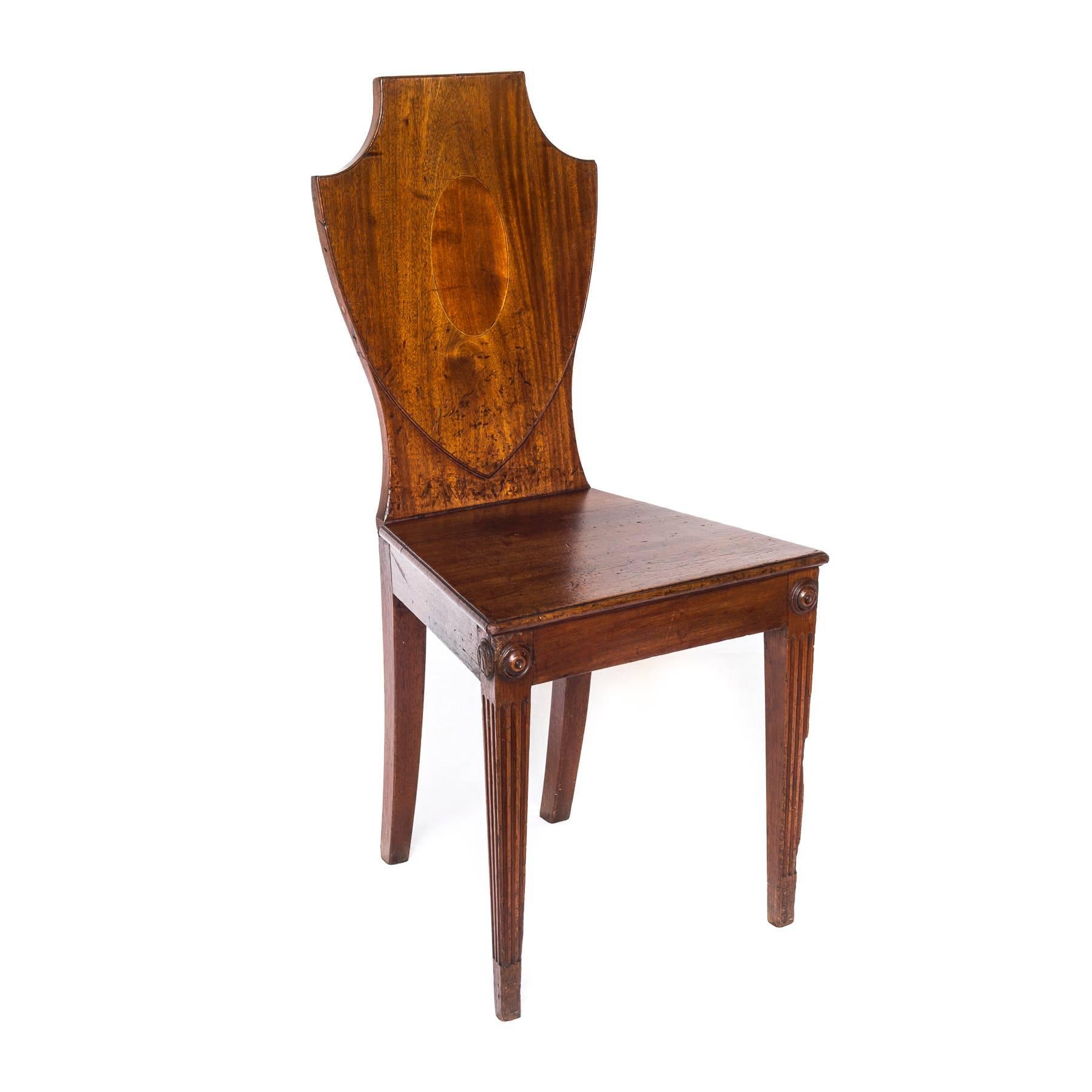 Regency 18th Century English Mahogany Hall Chair, c. 1790