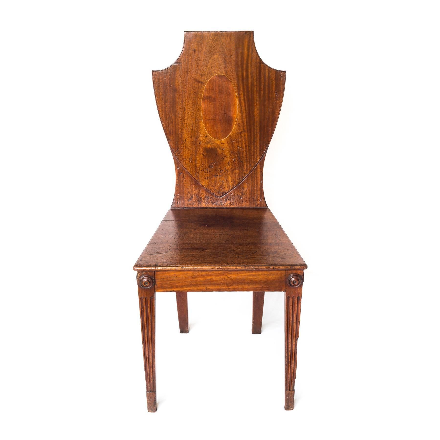 18th Century English Mahogany Hall Chair, c. 1790