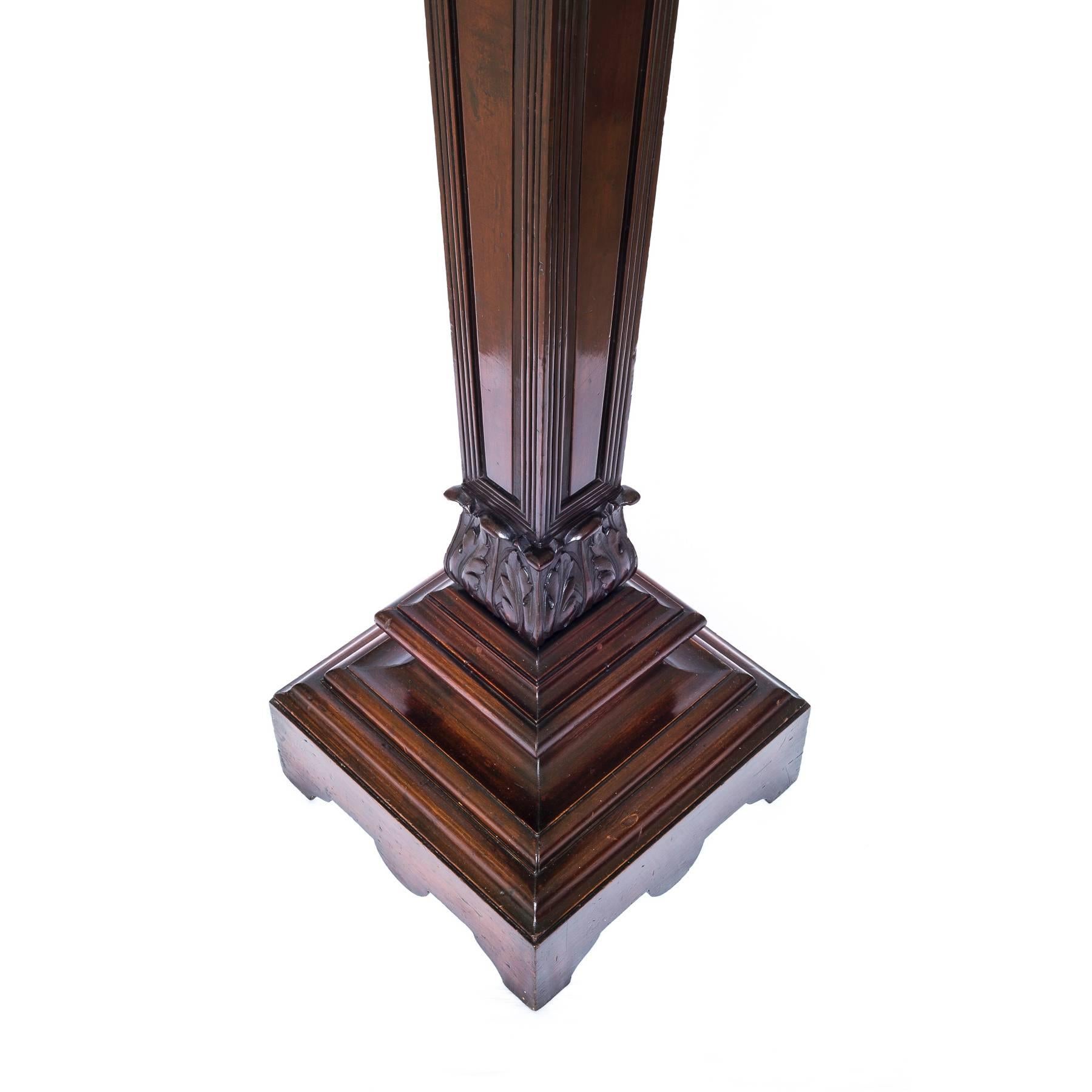 Carved 19th Century English Mahogany Pedestal Torchere