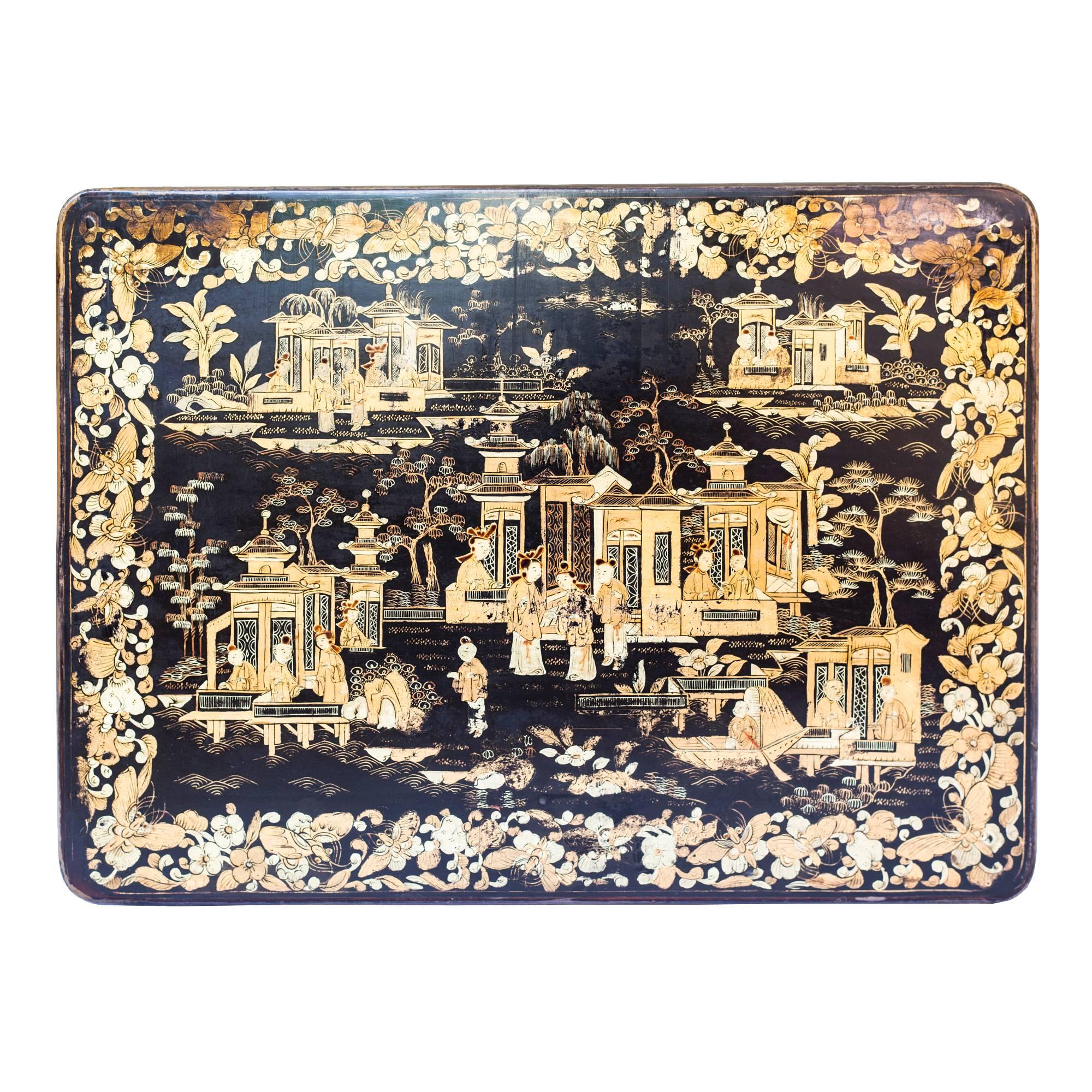 Fine Set Of Three Early 19Th Century Chinese Export Chinoiserie Nesting Fine Set Of Three Early 19Th Century Chinese Export Chinoiserie Nesting